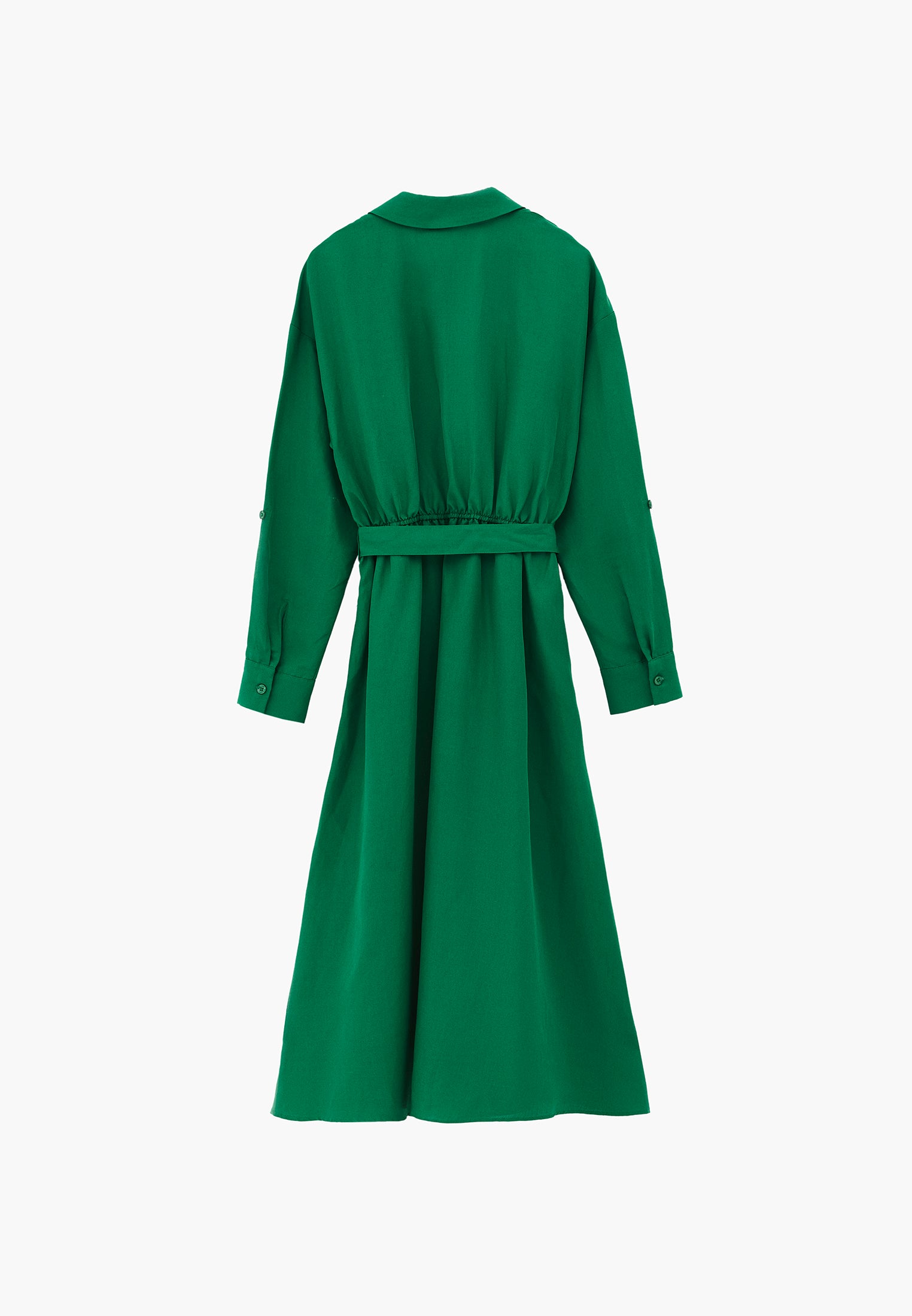 Long shirt collar dress with belt detail - AMAZON