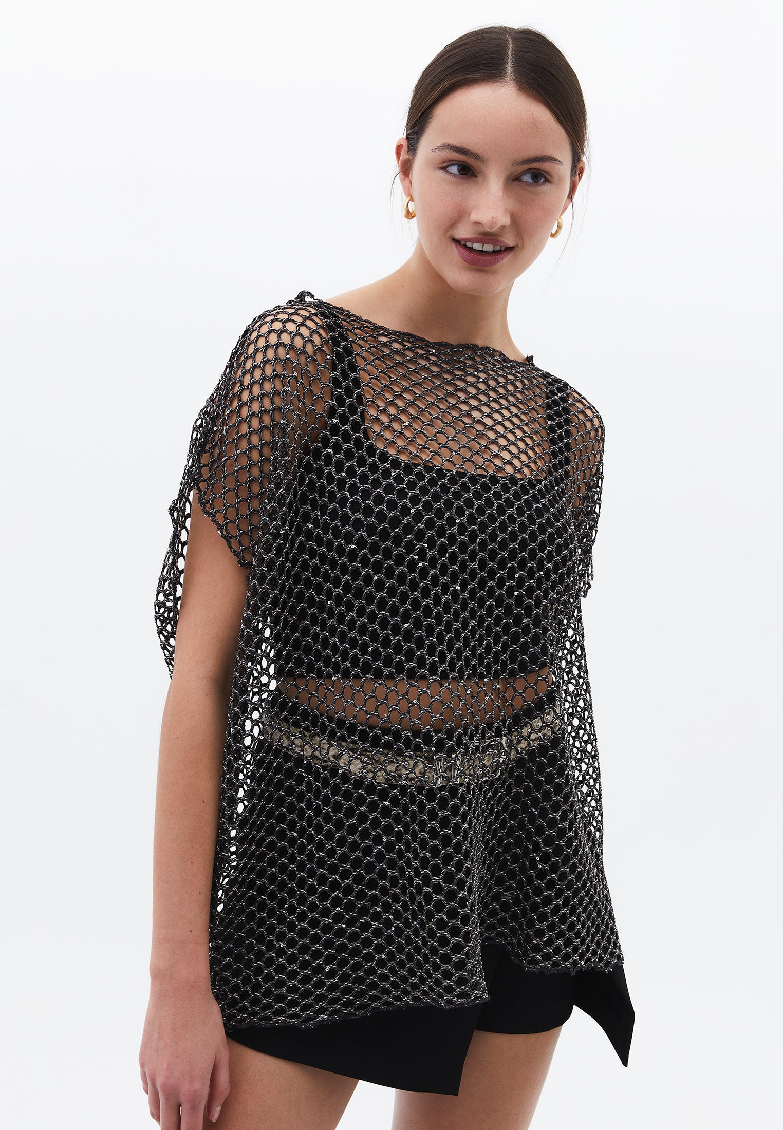 Oversize Boat Neck Tunic Blouse - ANTRA MELANGE