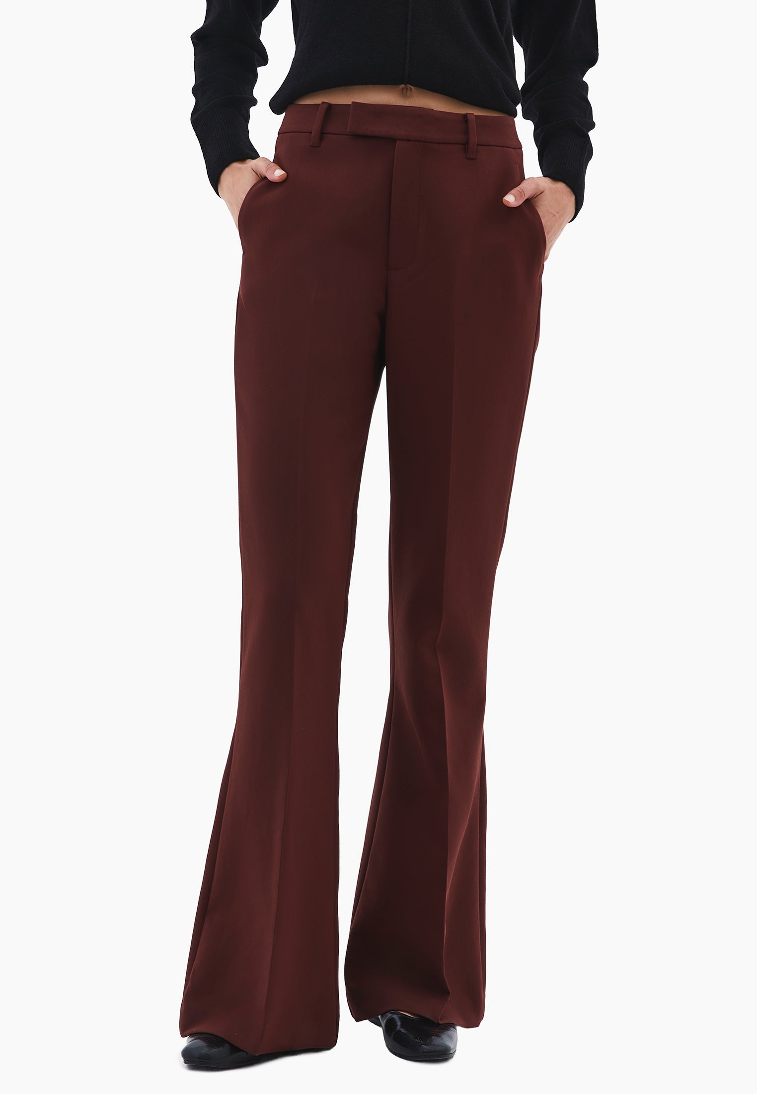 Spanish Leg High Waist Pants - BITTER CHOCOLATE
