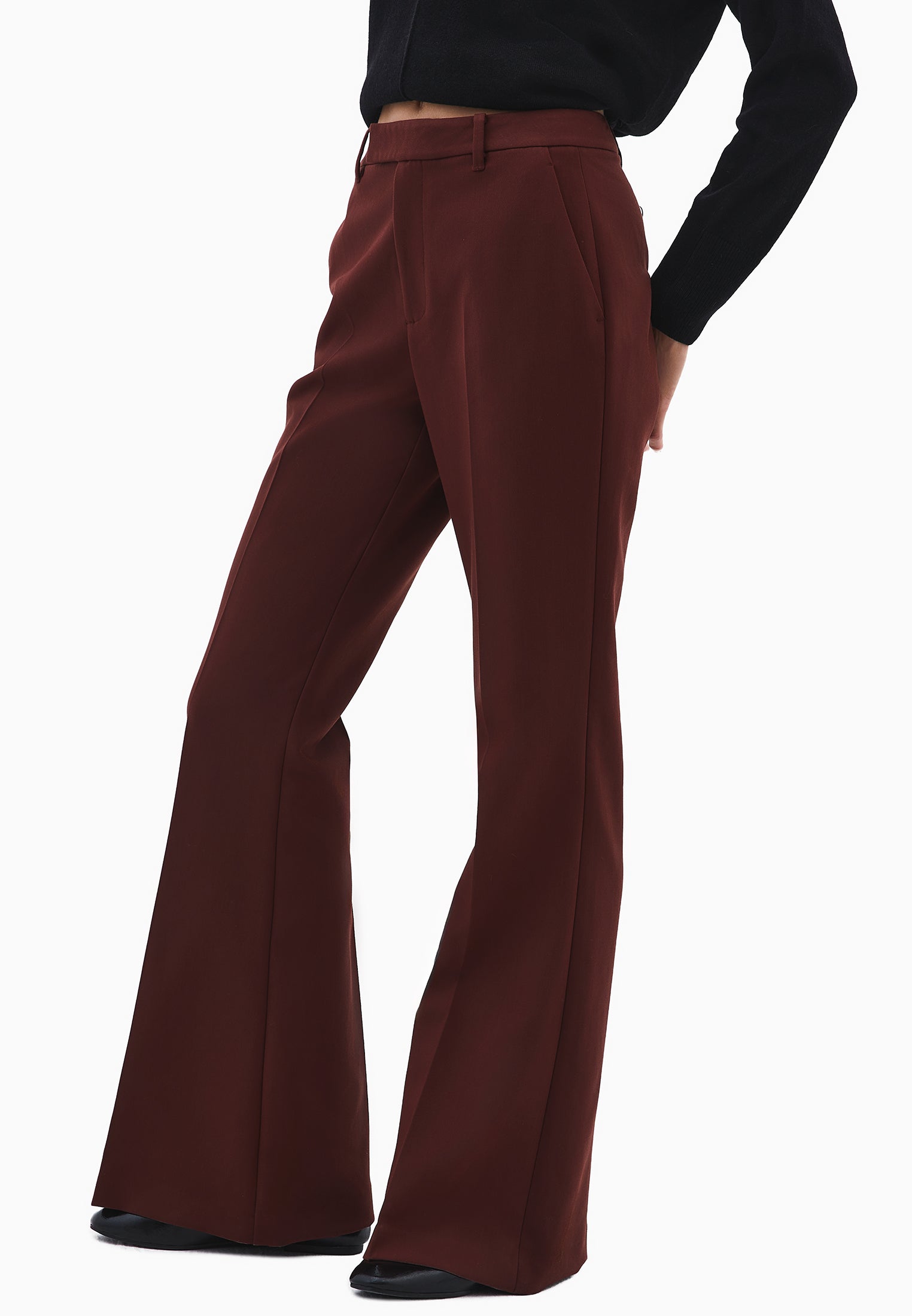 Spanish Leg High Waist Pants - BITTER CHOCOLATE