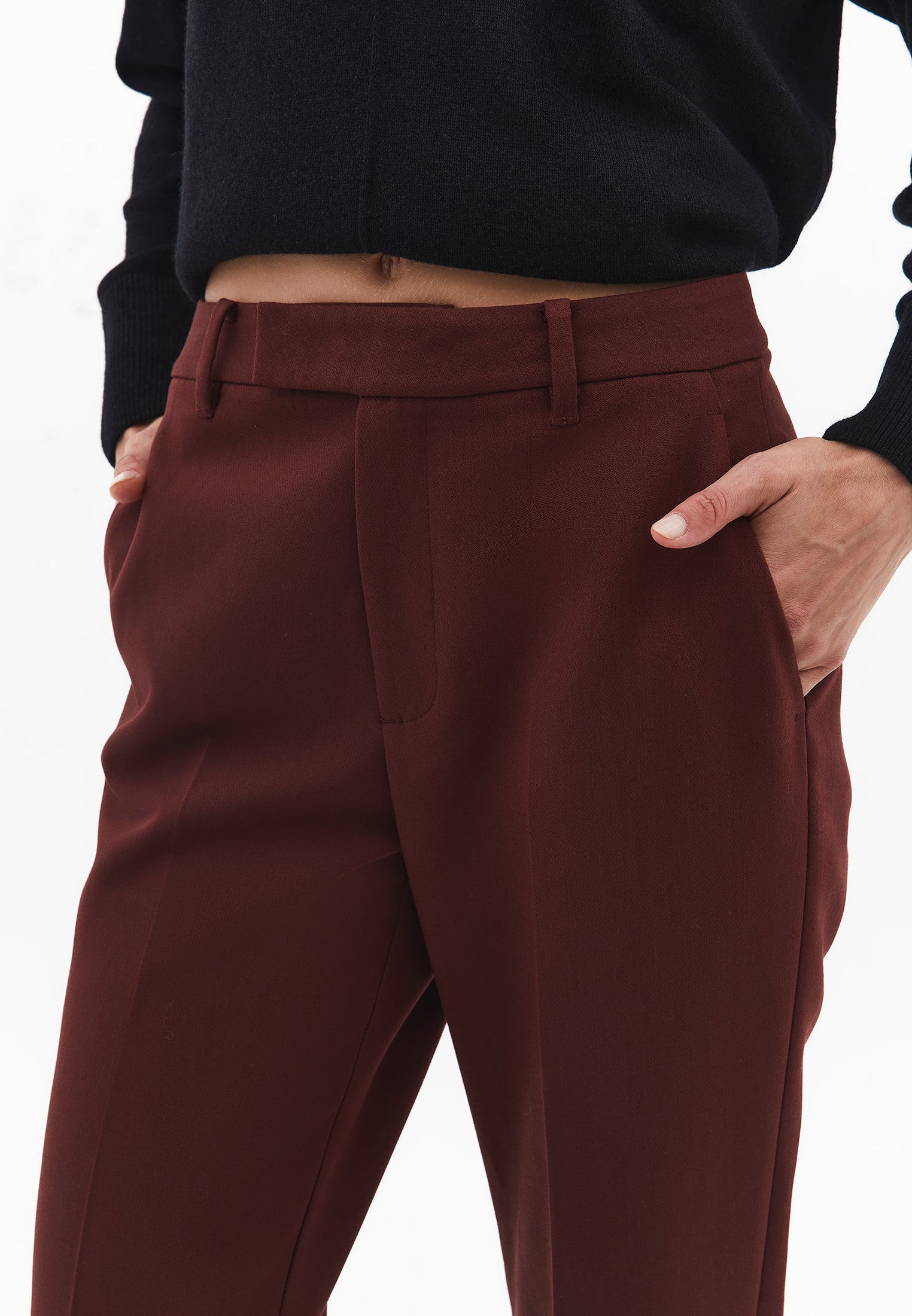 Spanish Leg High Waist Pants - BITTER CHOCOLATE