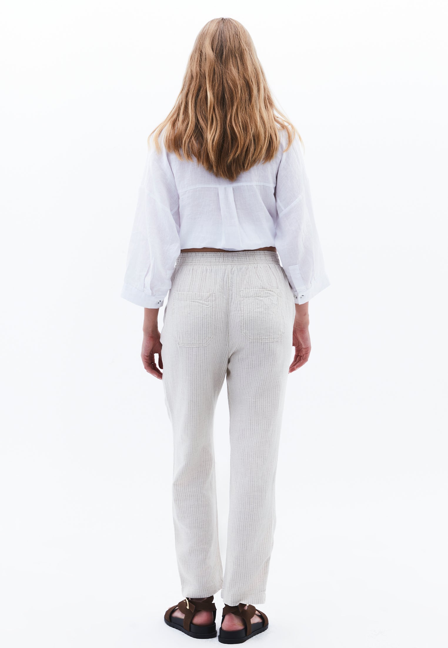 High Waist Carrot Pants - BLACK STRIPE