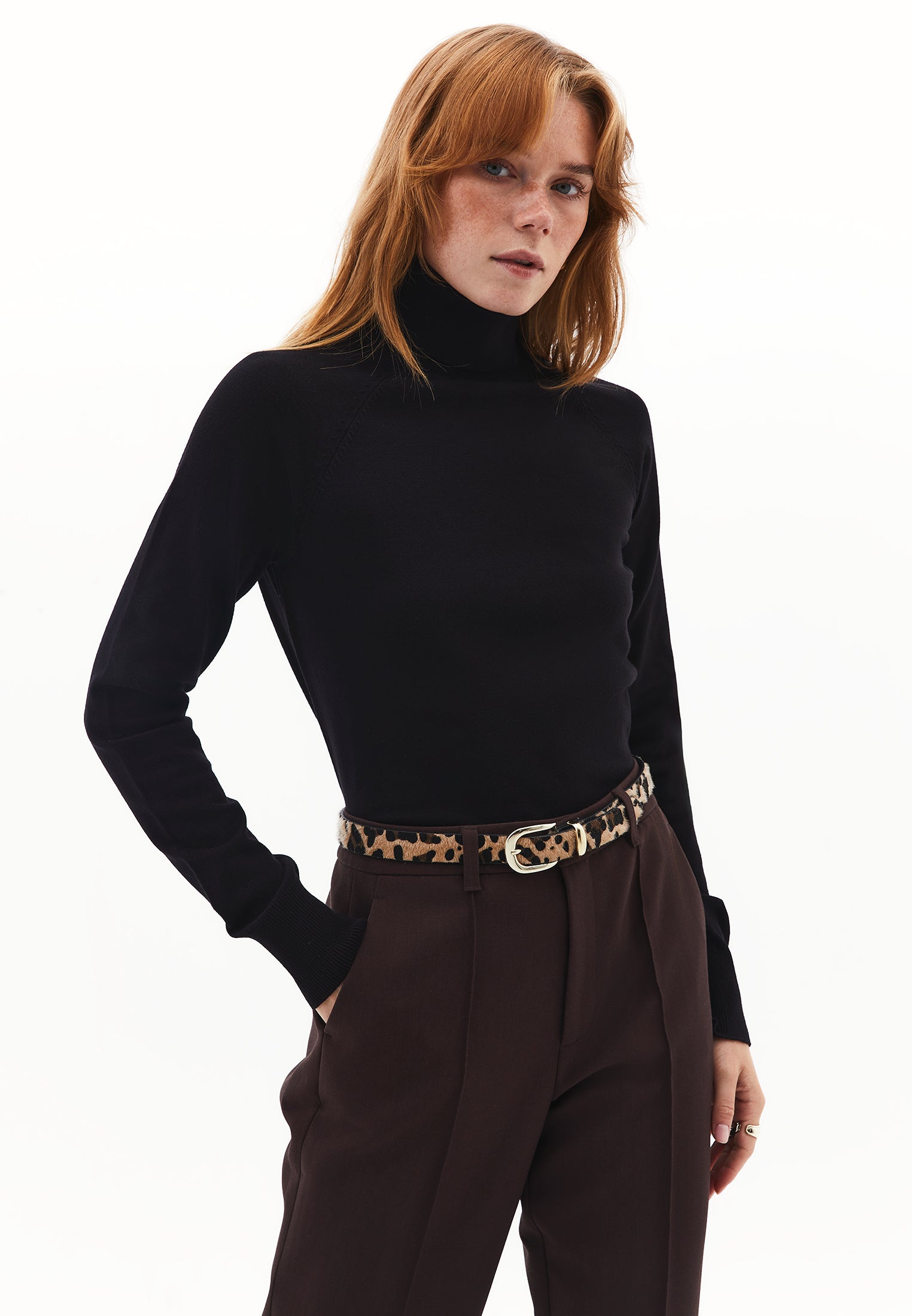 Slim Fit Turtleneck Knitwear - BLACK