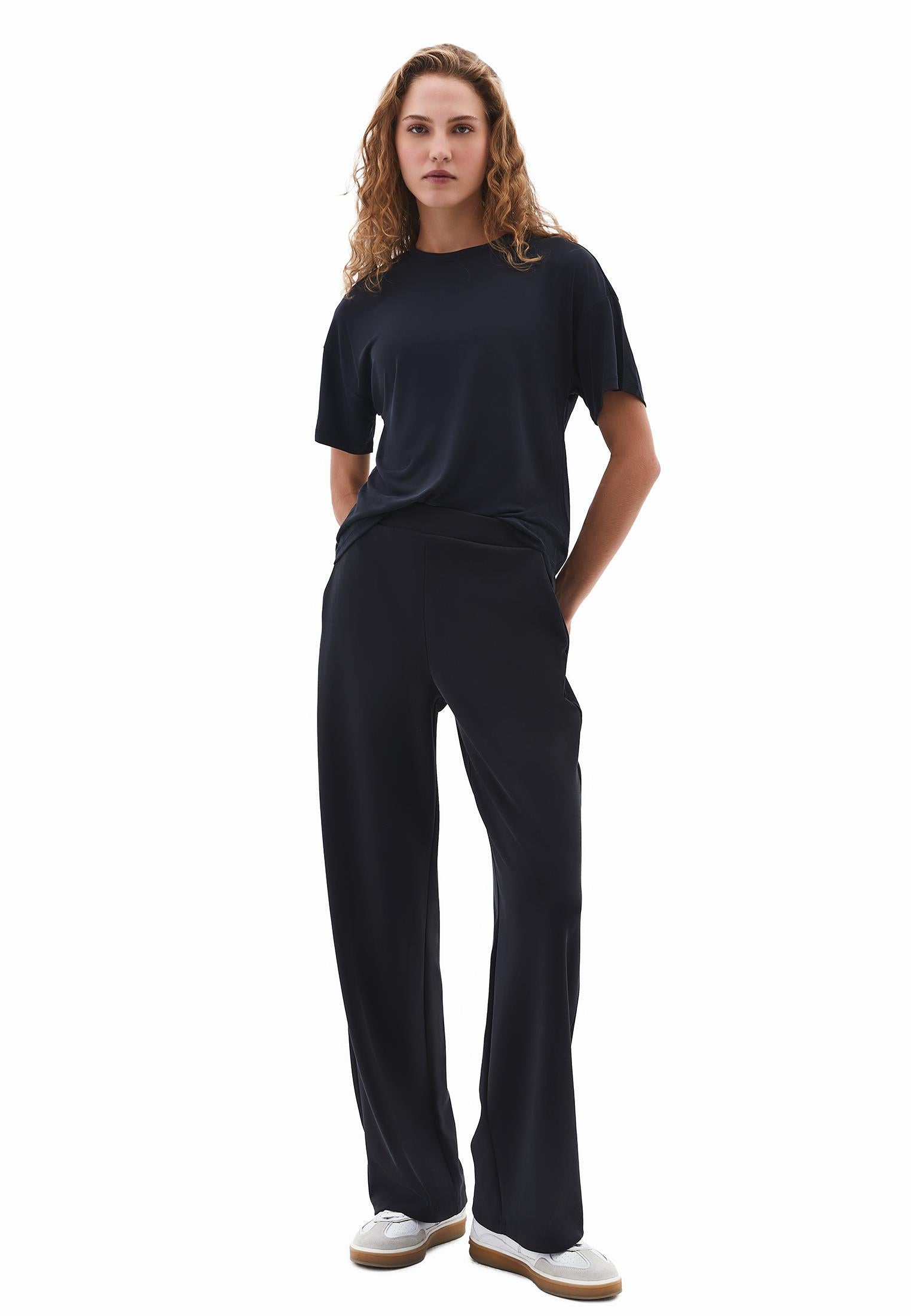 High Waist Modal Pants - BLACK