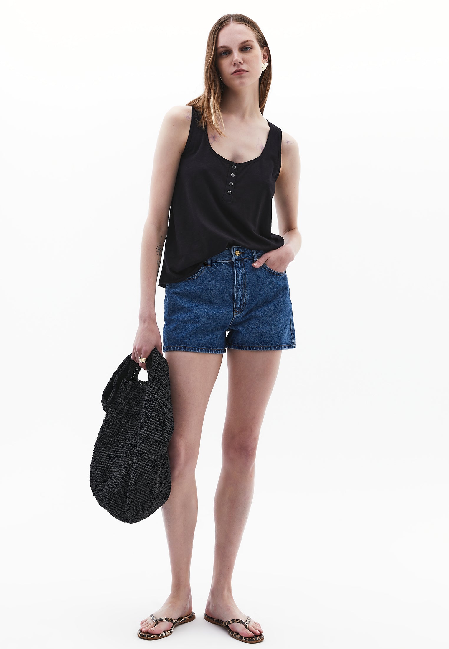 Tank Top With Modal Content - BLACK