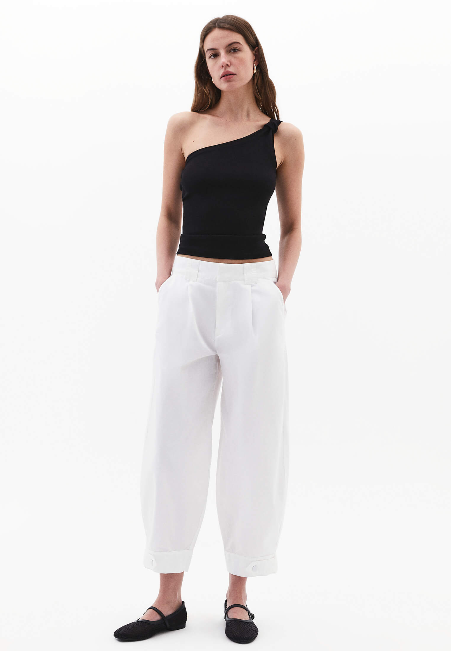 One Shoulder Tank Top - BLACK