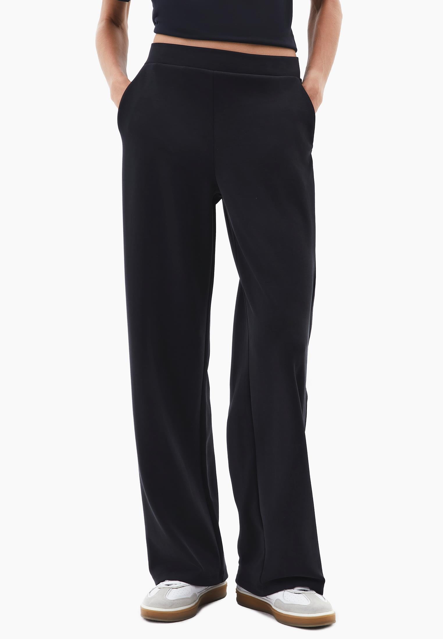 High Waist Modal Pants - BLACK