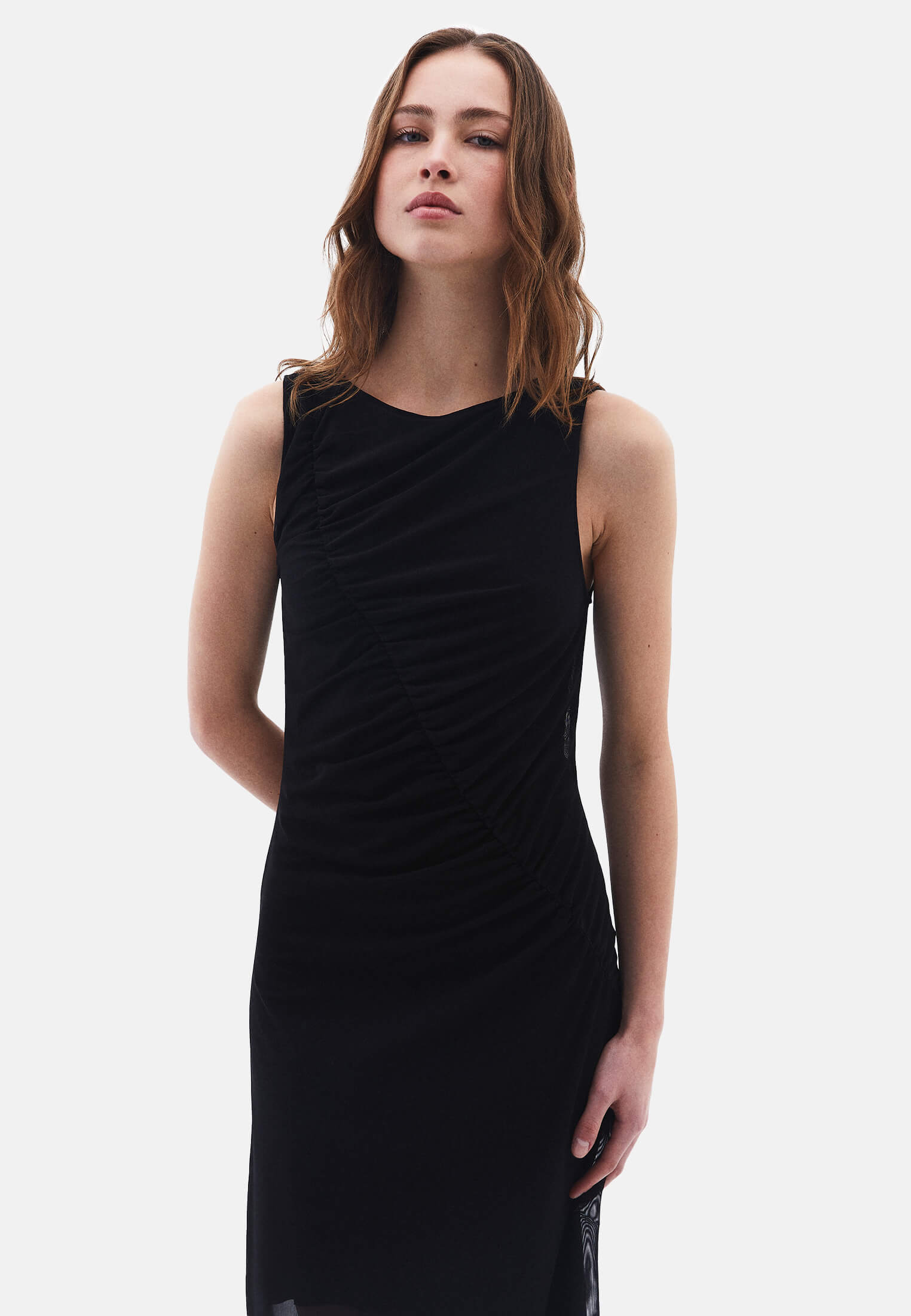 Mesh Long Dress - BLACK