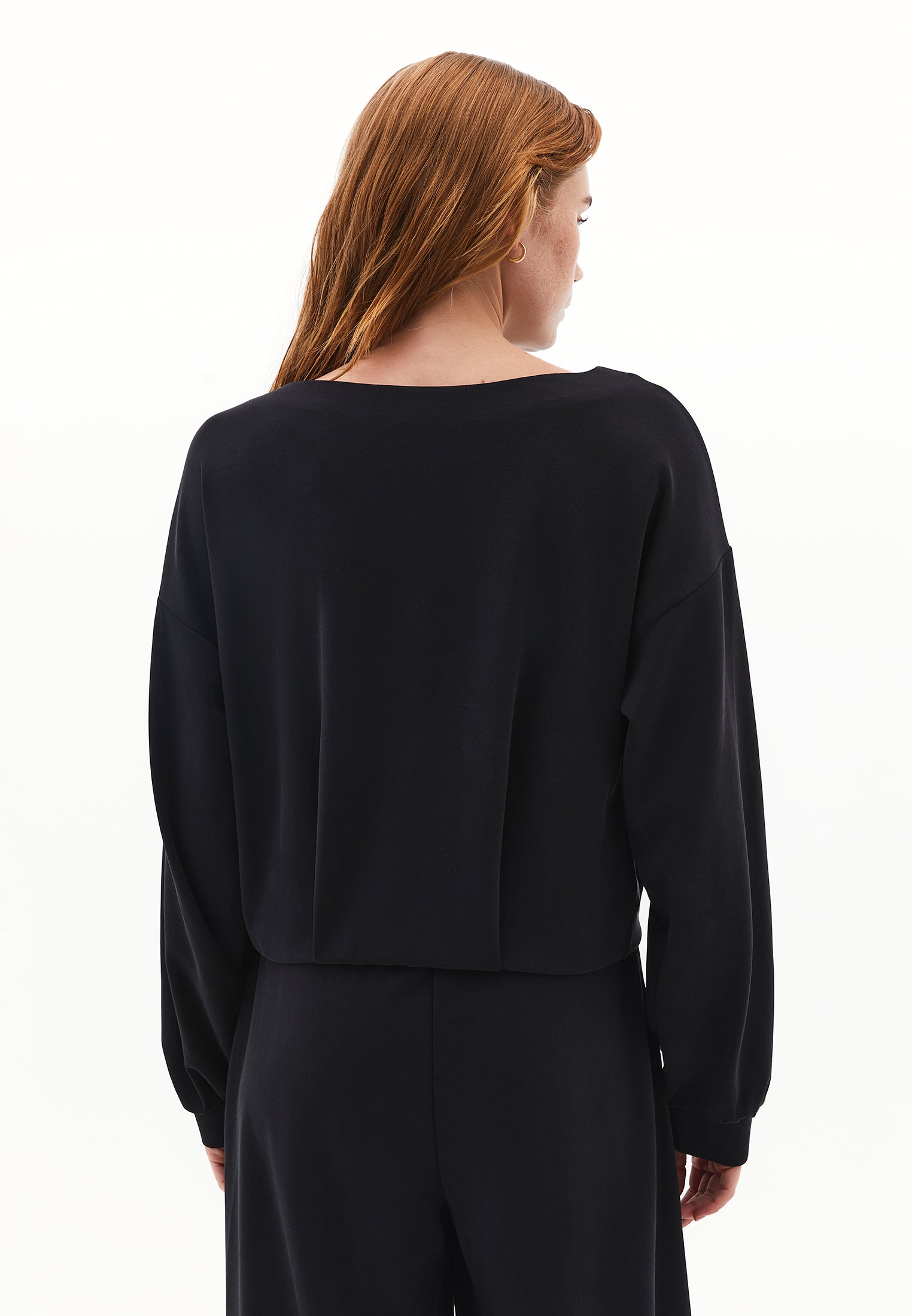 V Neck Modal Sweatshirt - BLACK