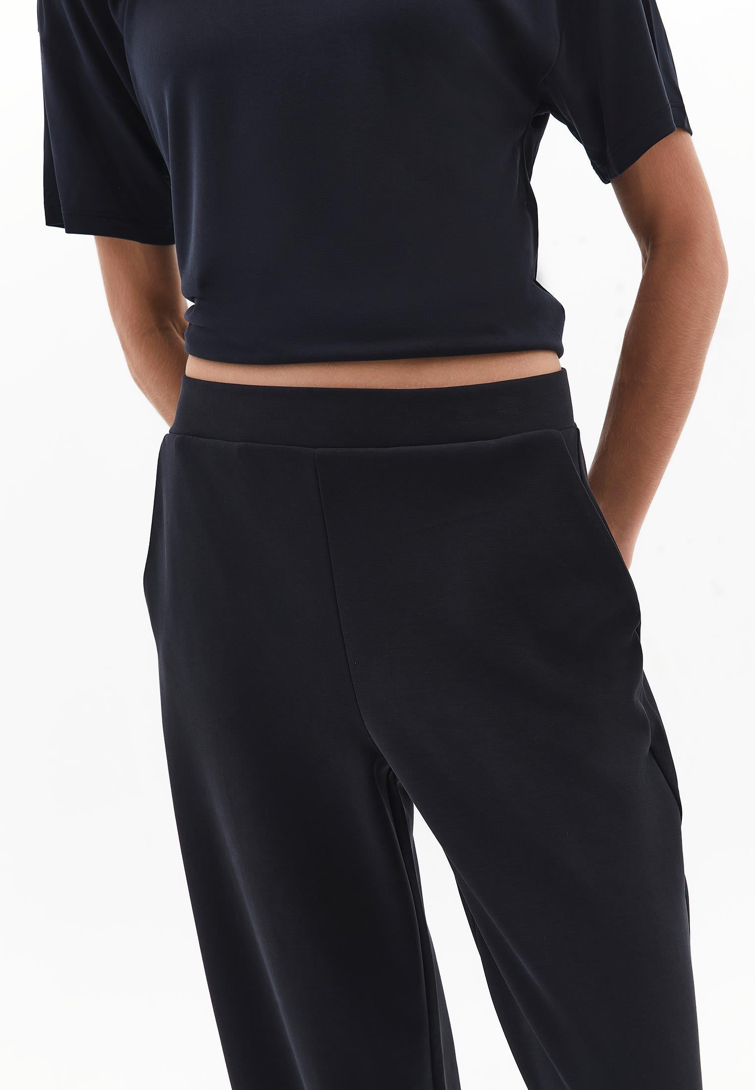 High Waist Modal Pants - BLACK