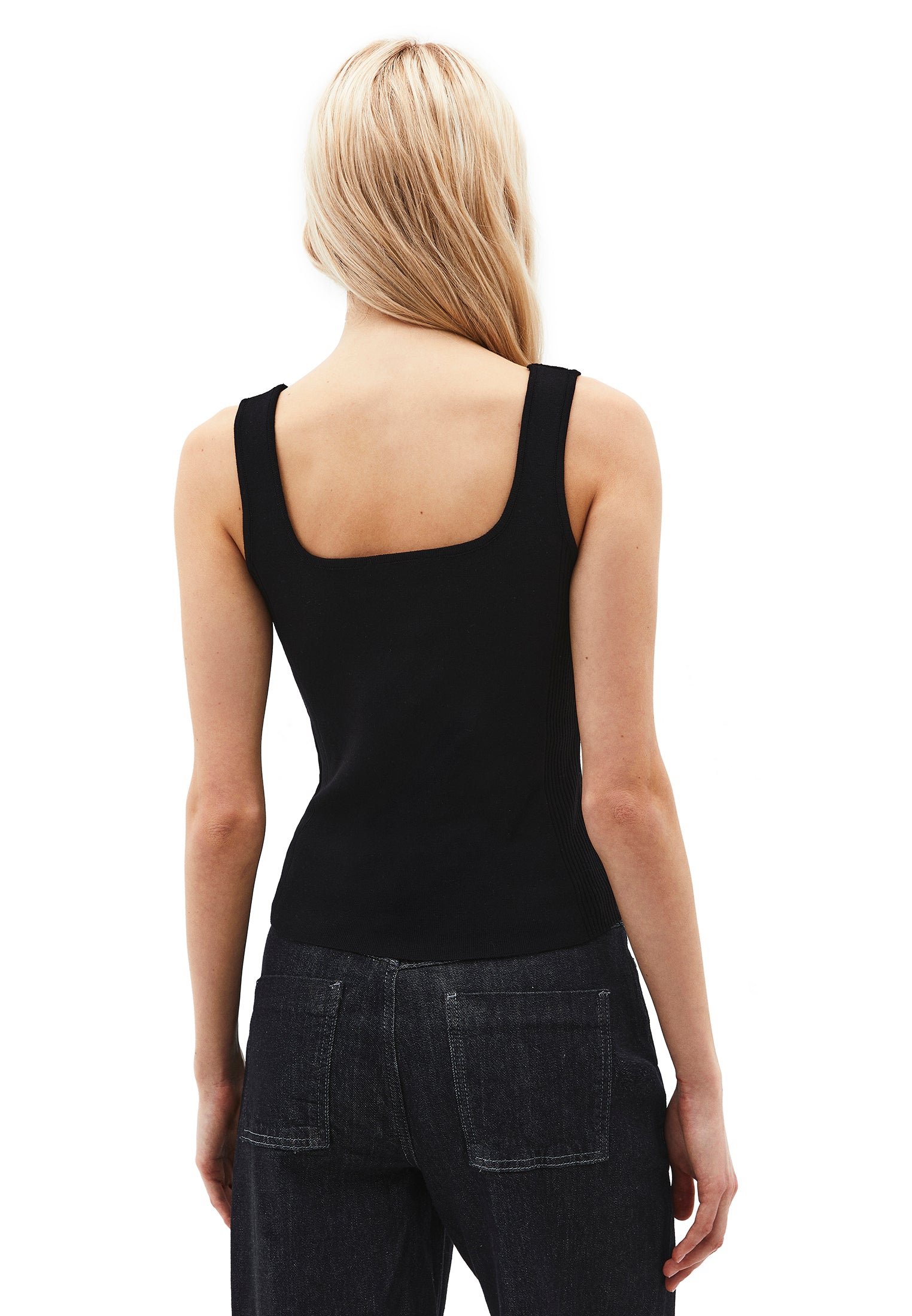 U Neck Sleeveless Tank Top - BLACK