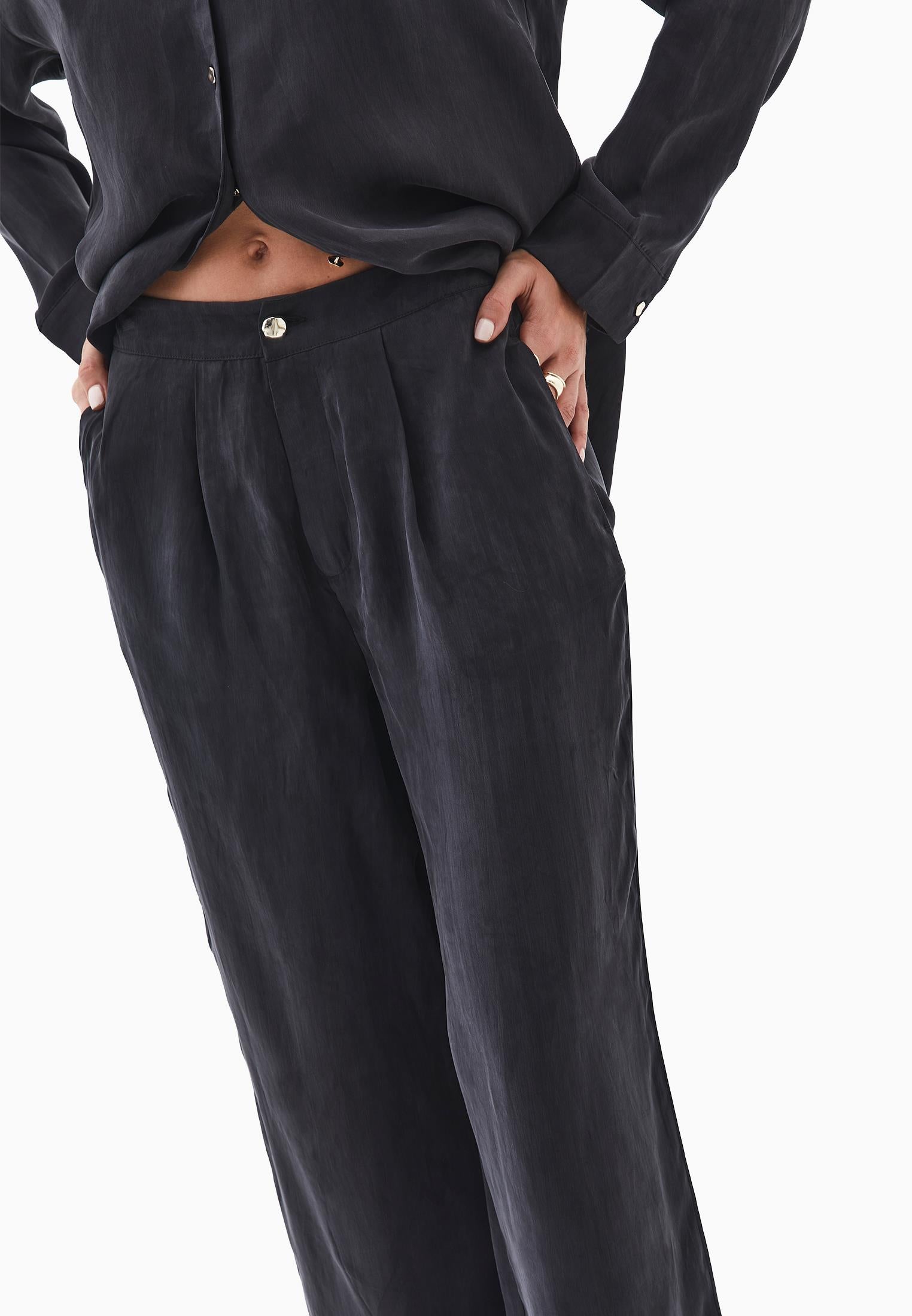 Ultra High Waist Straight Pants - BLACK