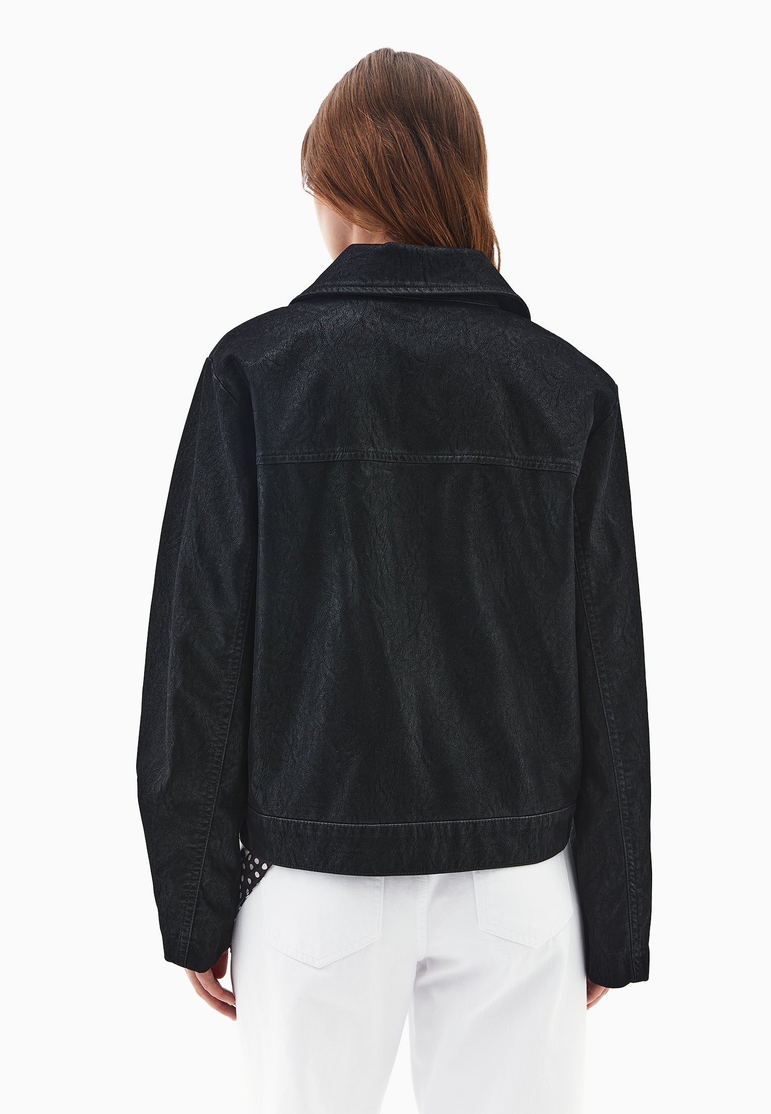 Slim Suede Jacket With Pocket Details - BLACK