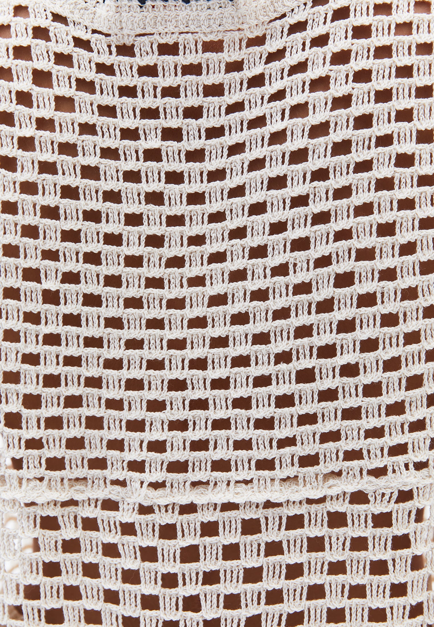 قميص بدون أكمام من القطن - حليب مثلج/أسود