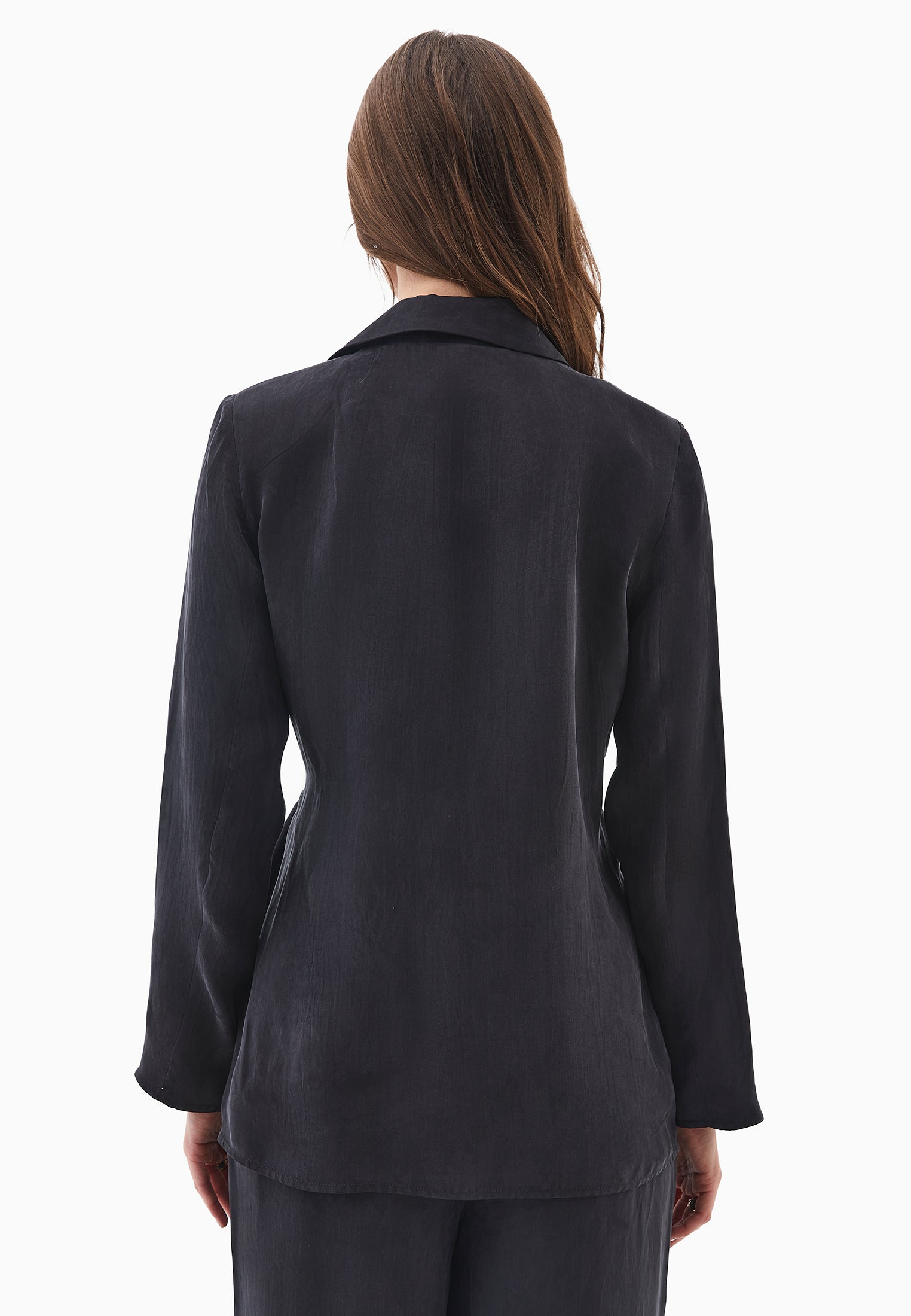 سترة ليوسيل مزدوجة الصدر من الليوسيل - أسود