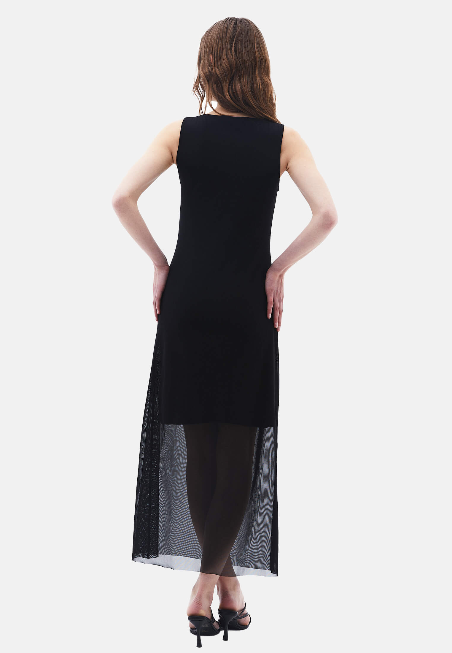 Mesh Long Dress - BLACK