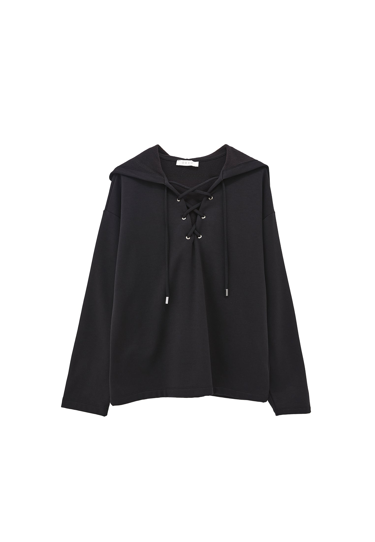 سويت شيرت بقبعة كبيرة الحجم بقلنسوة - أسود