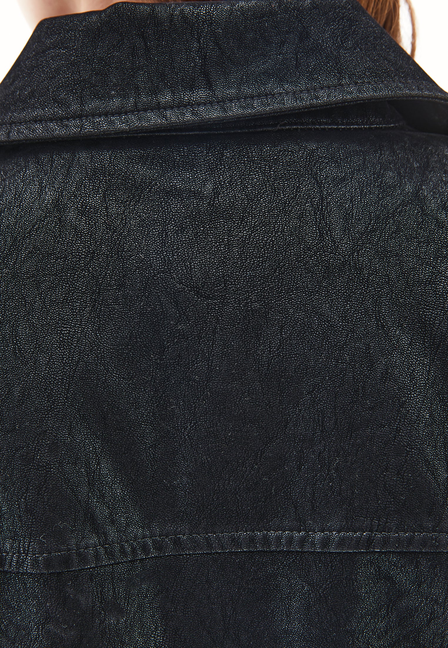 Slim Suede Jacket With Pocket Details - BLACK