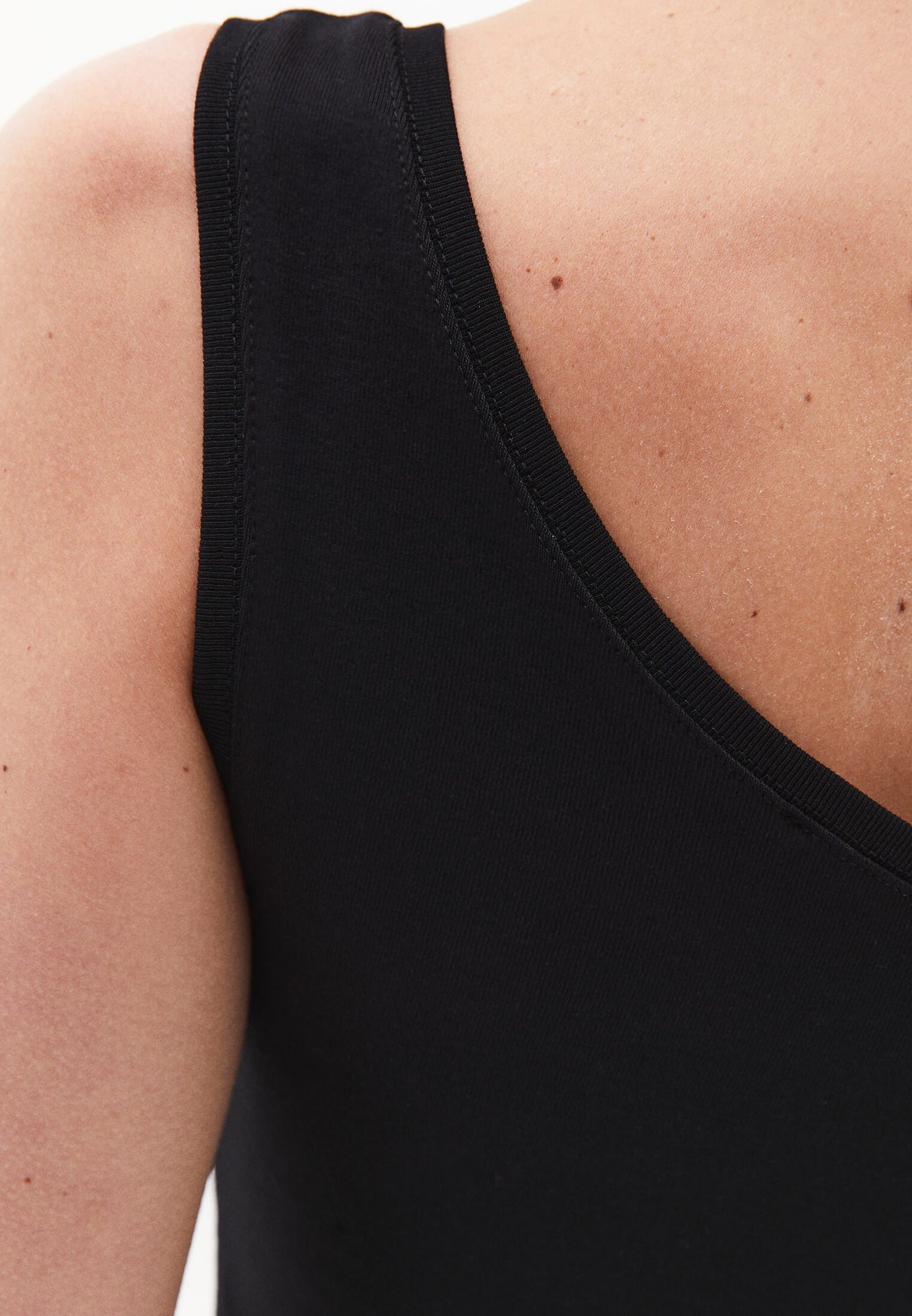 One Shoulder Tank Top - BLACK