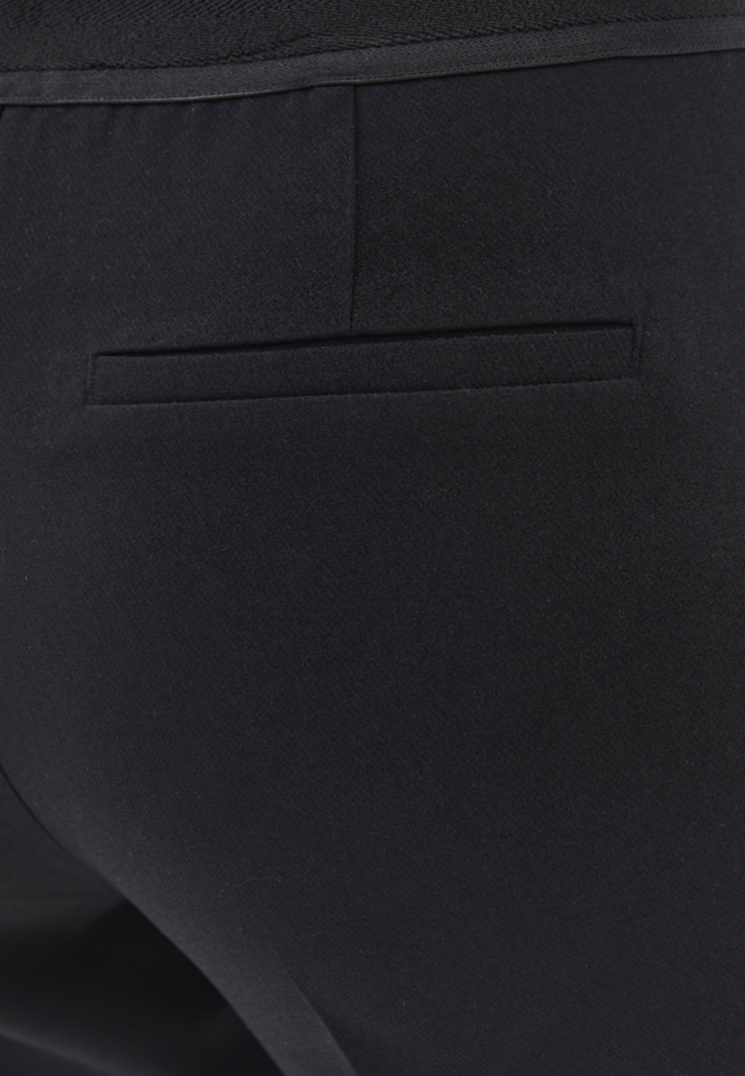 Slim Fit High Waist Pants - BLACK