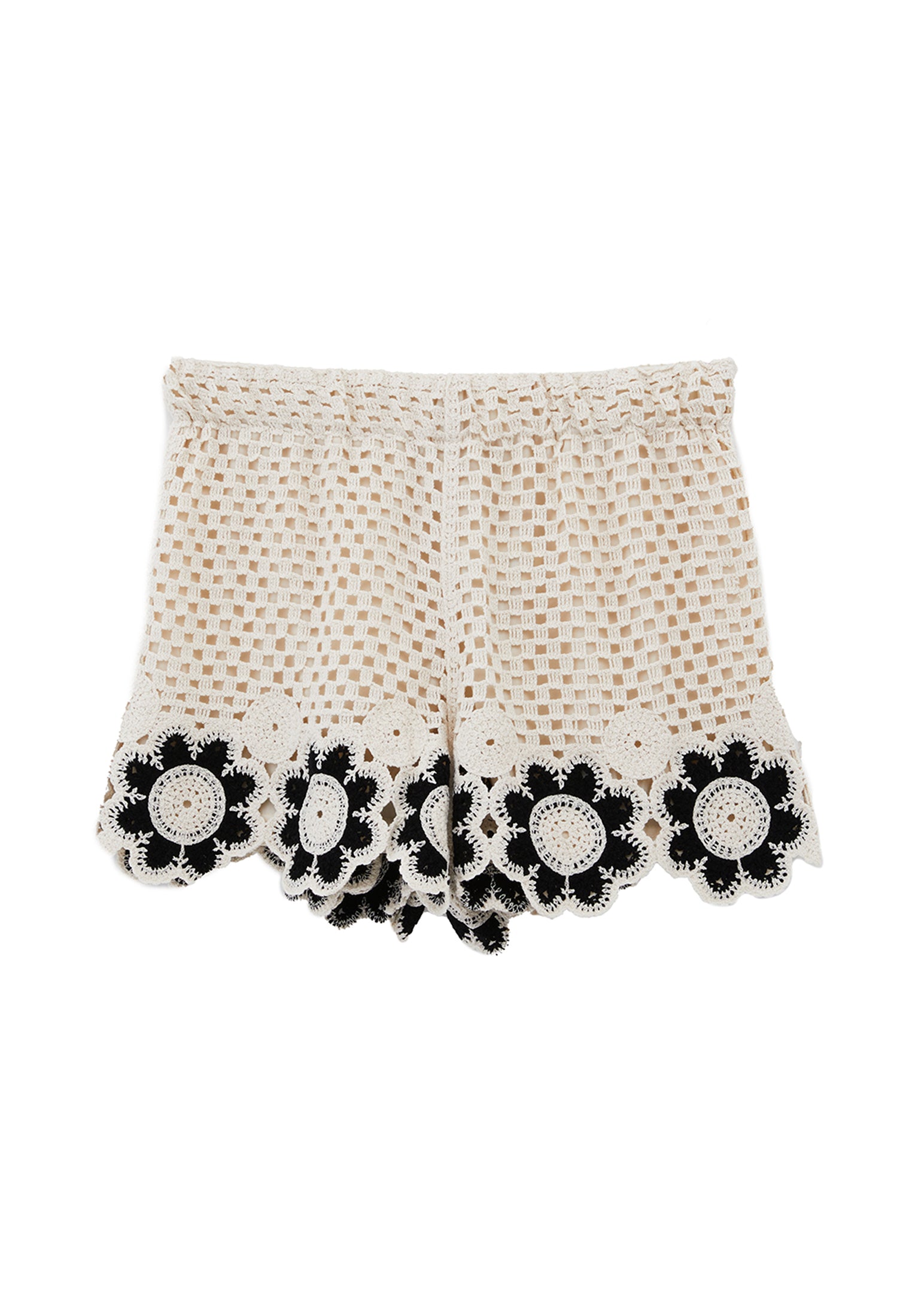 شورت إسباني قصير الساقين - حليب مثلج/أسود