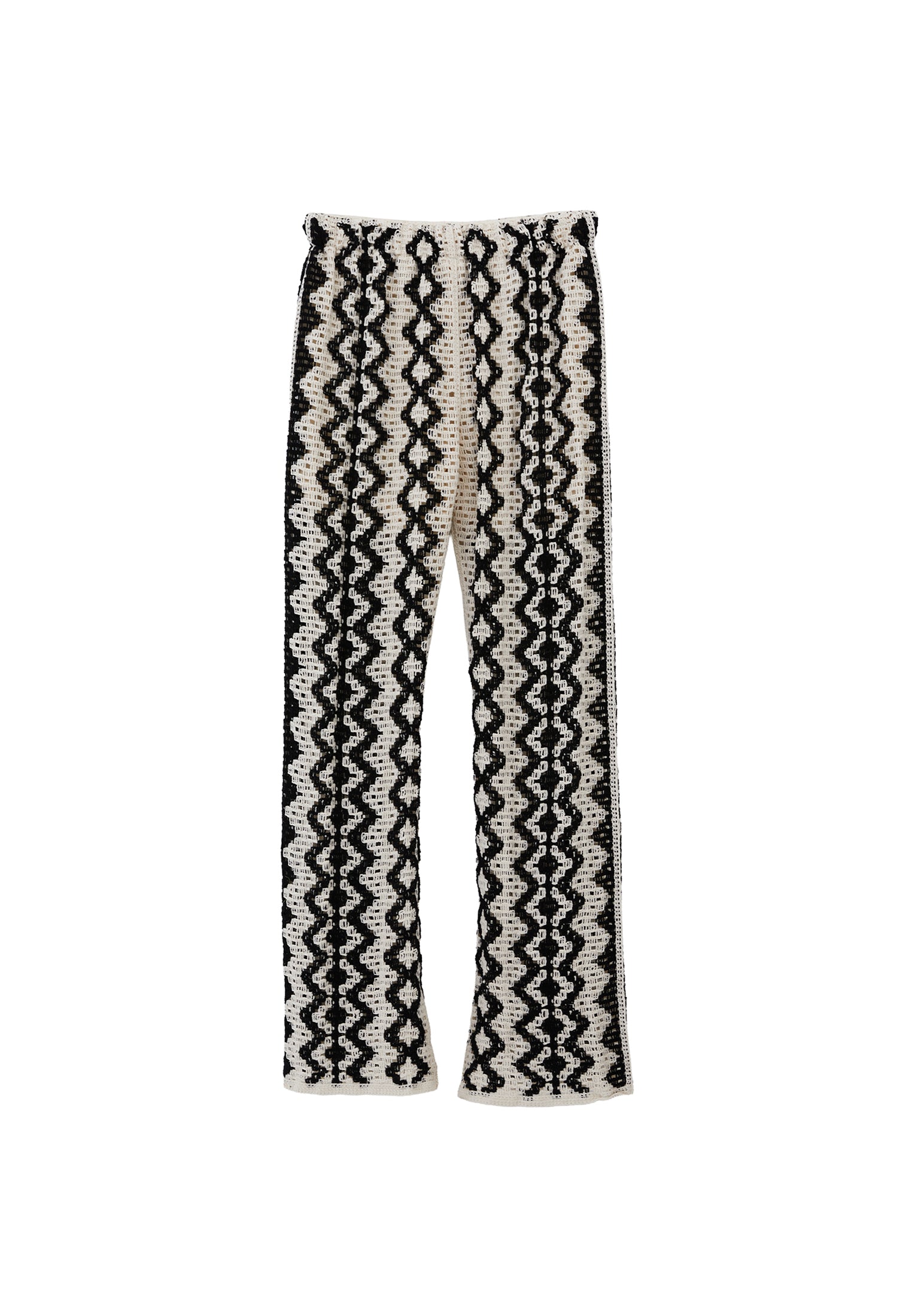 بنطال بخصر عالٍ - حليب مثلج/أسود