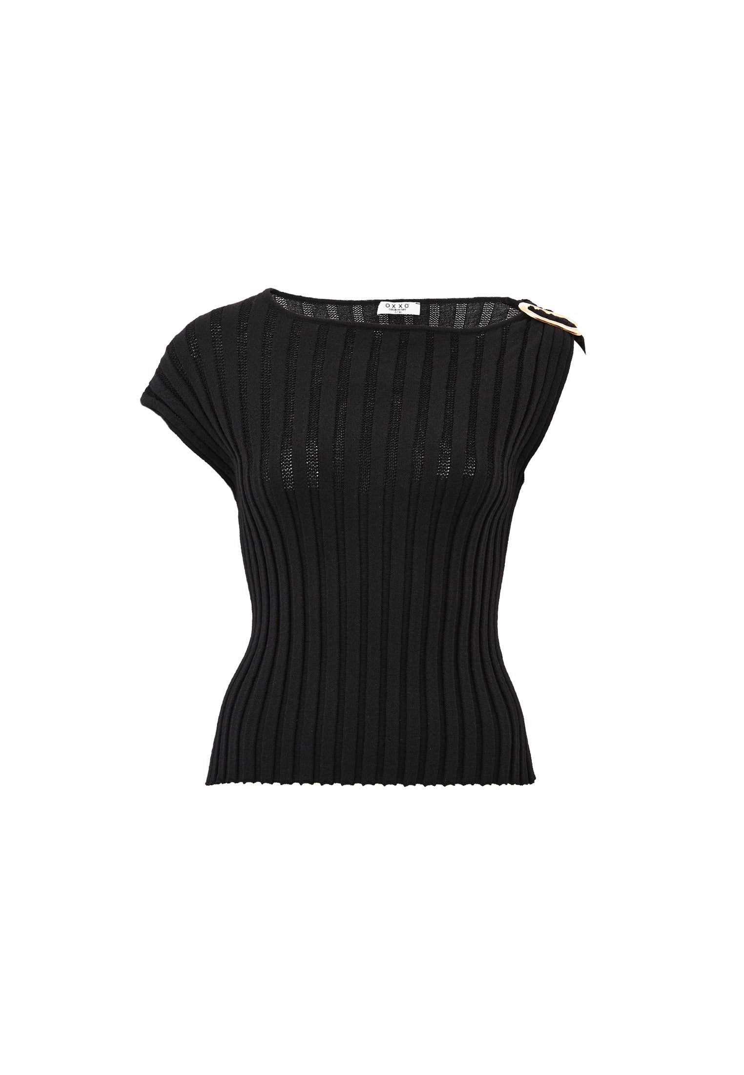 BOAT NECK BLOUSE - BLACK