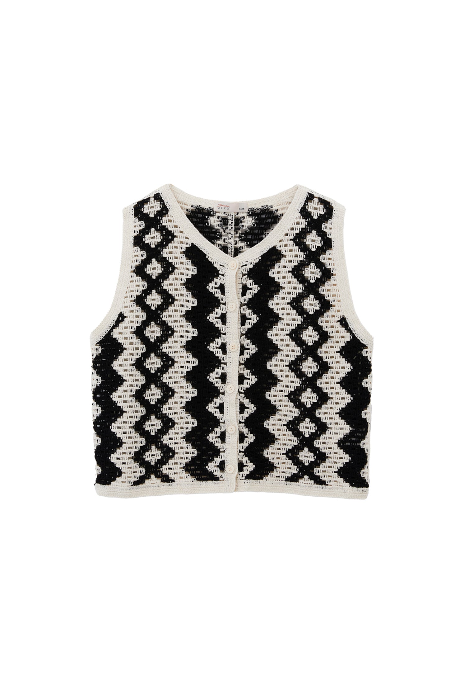 Zero Neck Vest - ICE MILK/BLACK