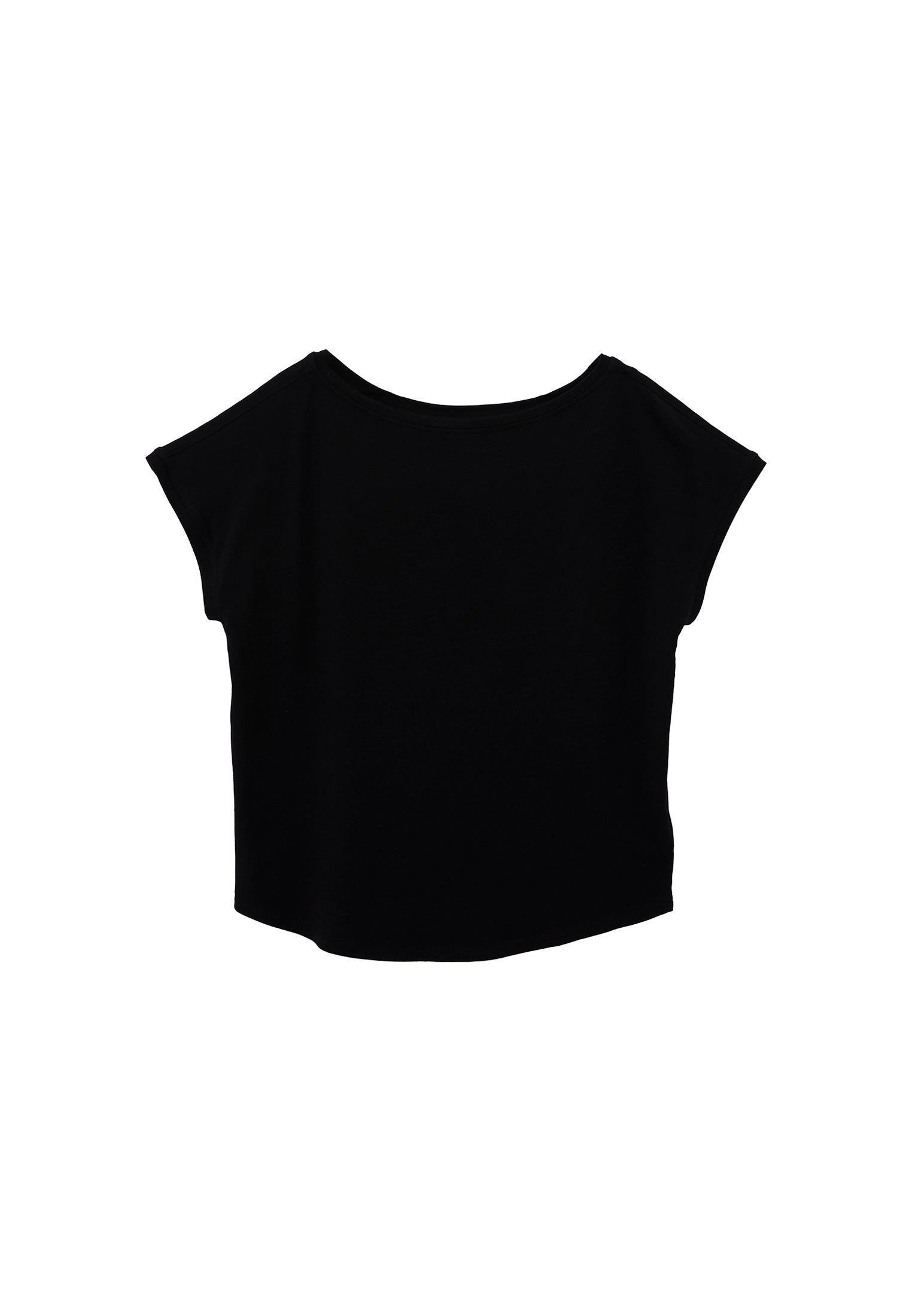 Boat Neck Sleeveless T-Shirt - BLACK
