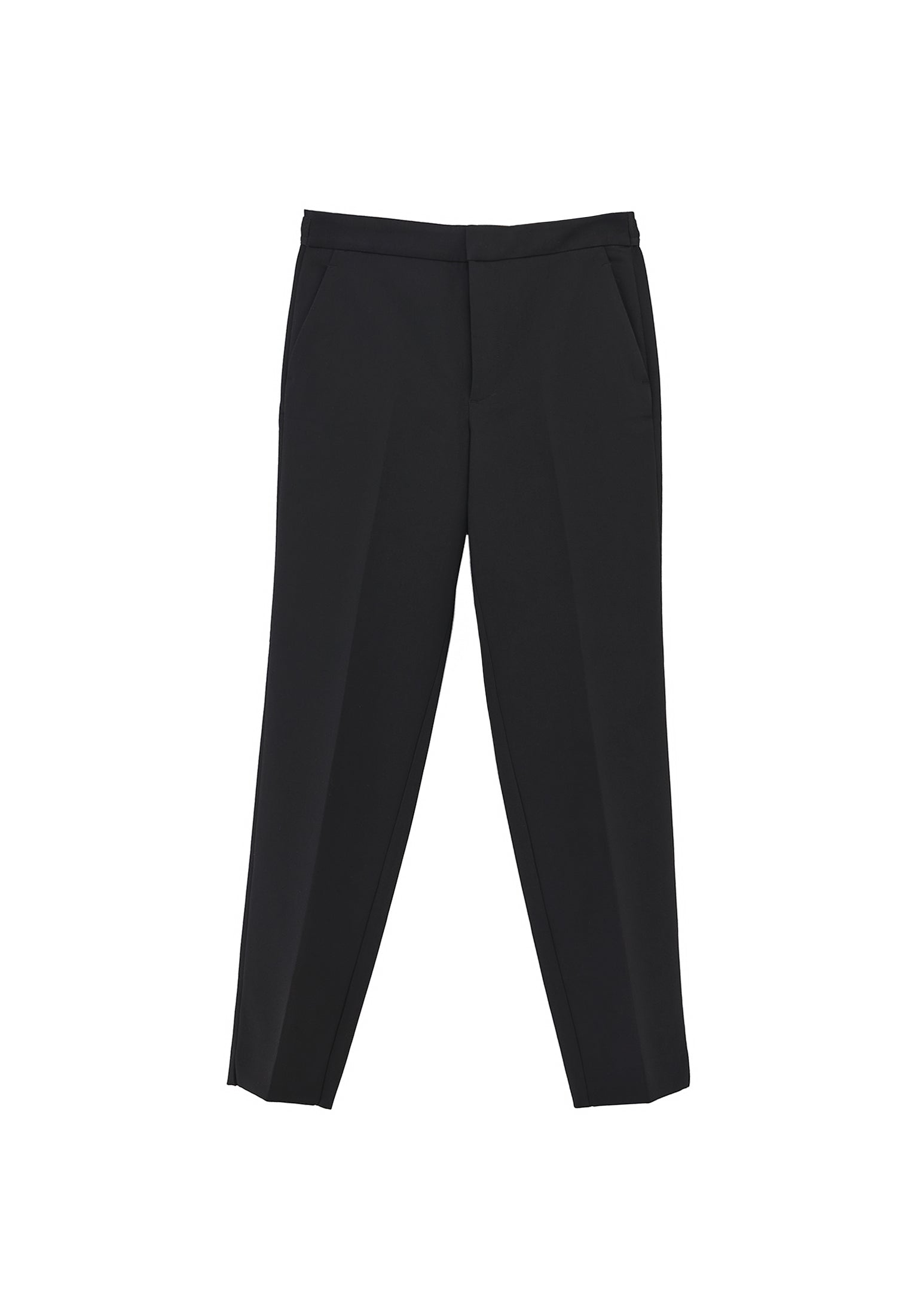 Slim Fit High Waist Pants - BLACK