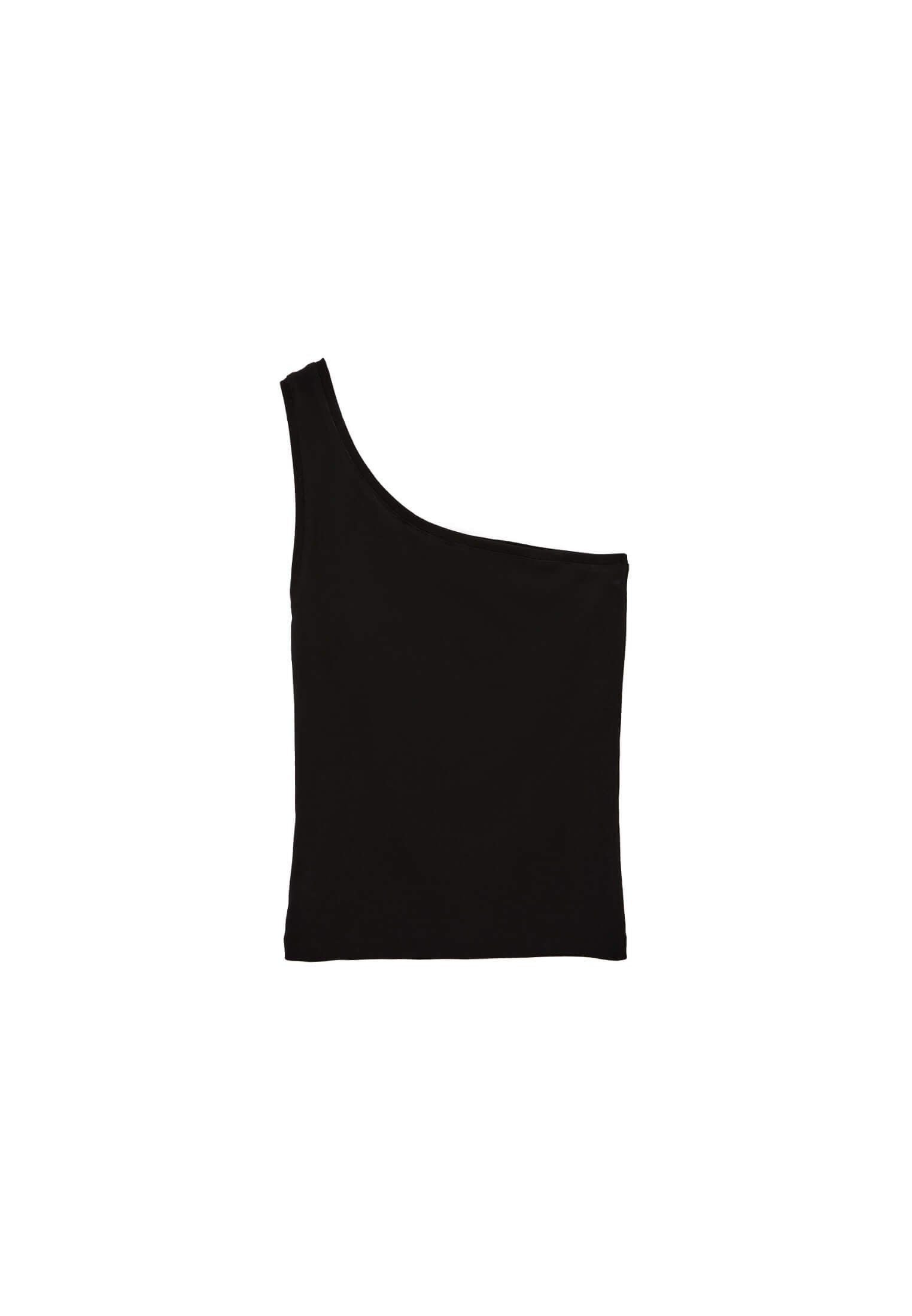 One Shoulder Tank Top - BLACK