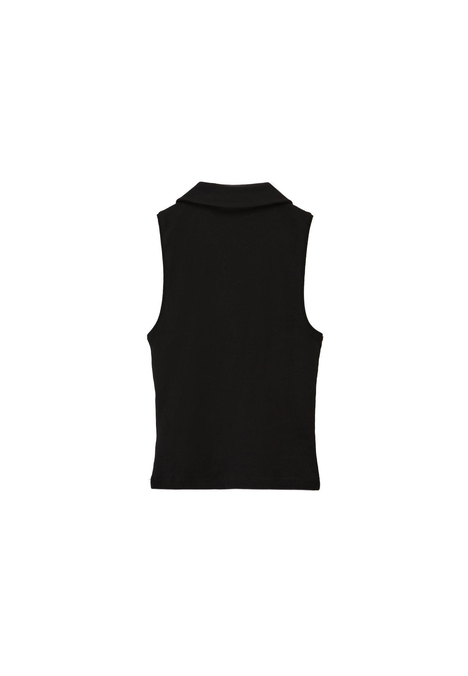 Polo Neck Tank Top - BLACK