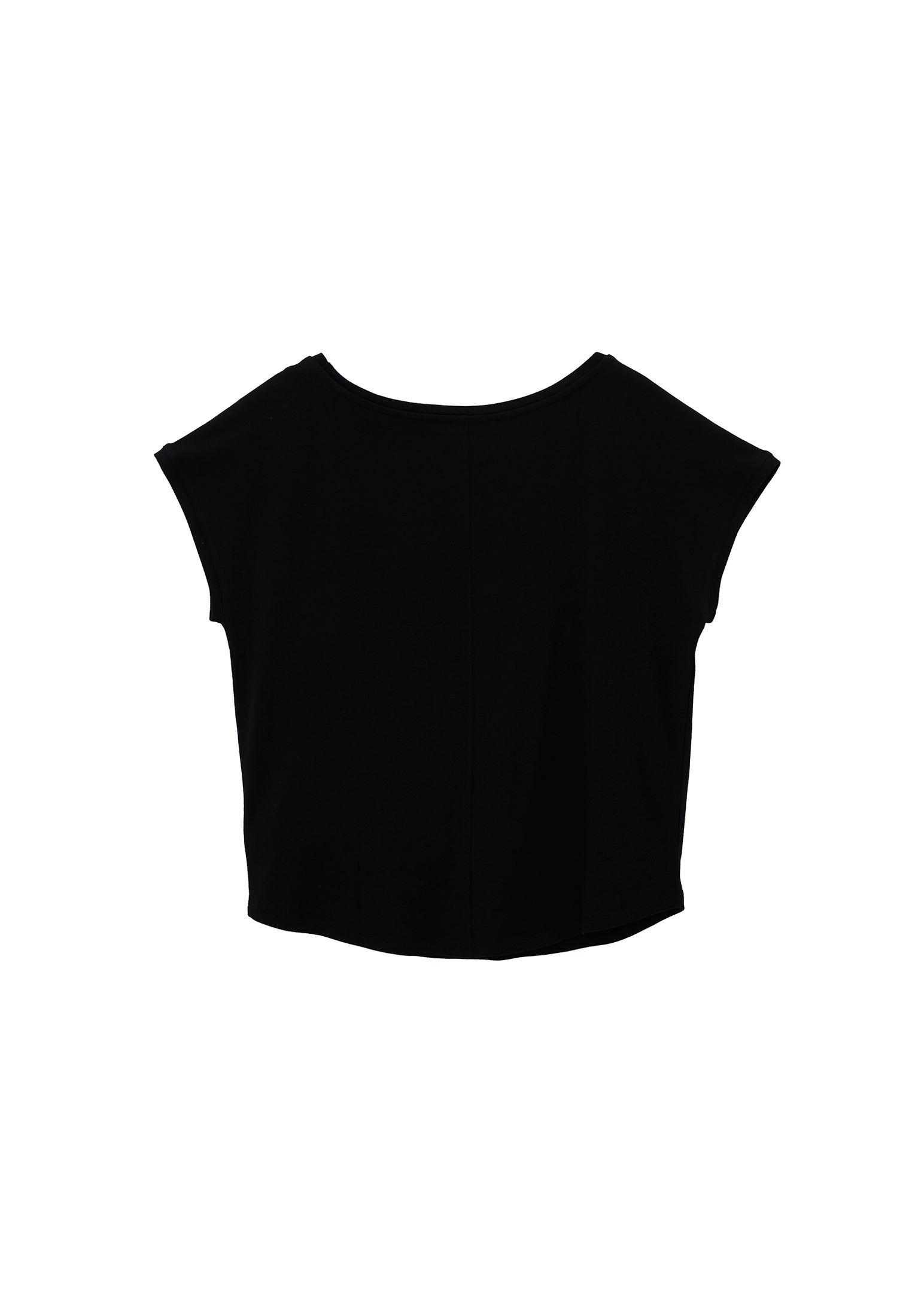Boat Neck Sleeveless T-Shirt - BLACK