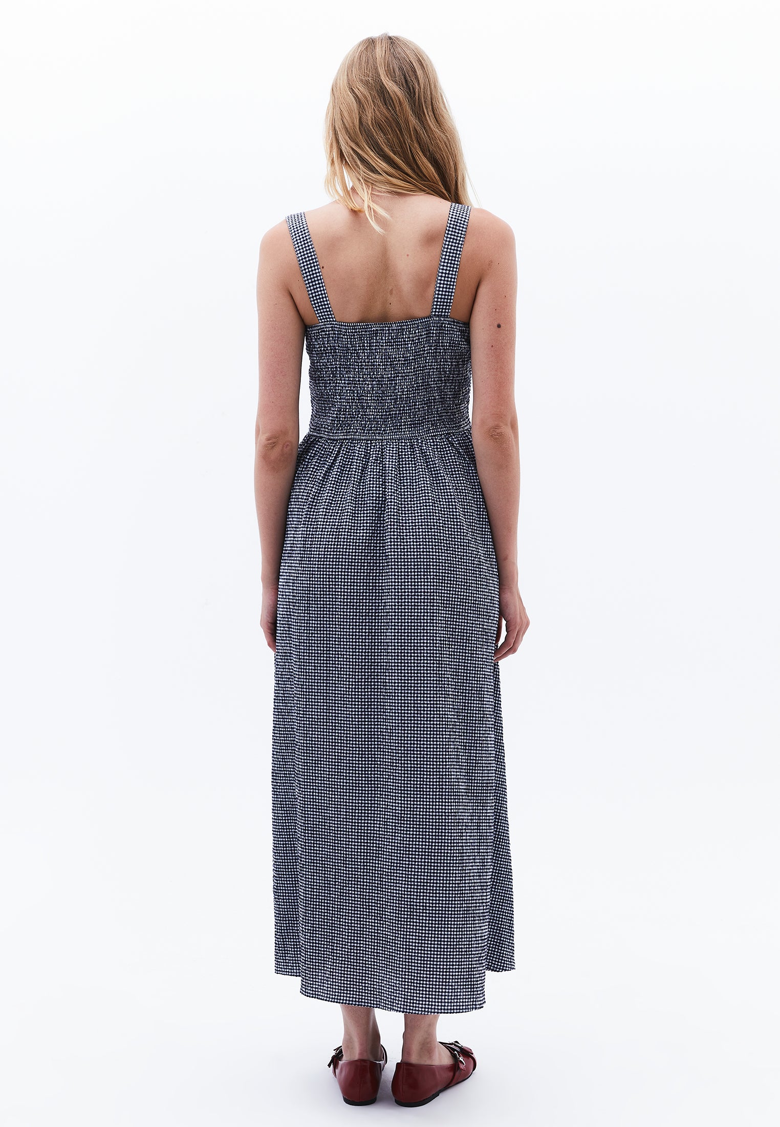 Square Neck Dress - BLUE VICHY COMB