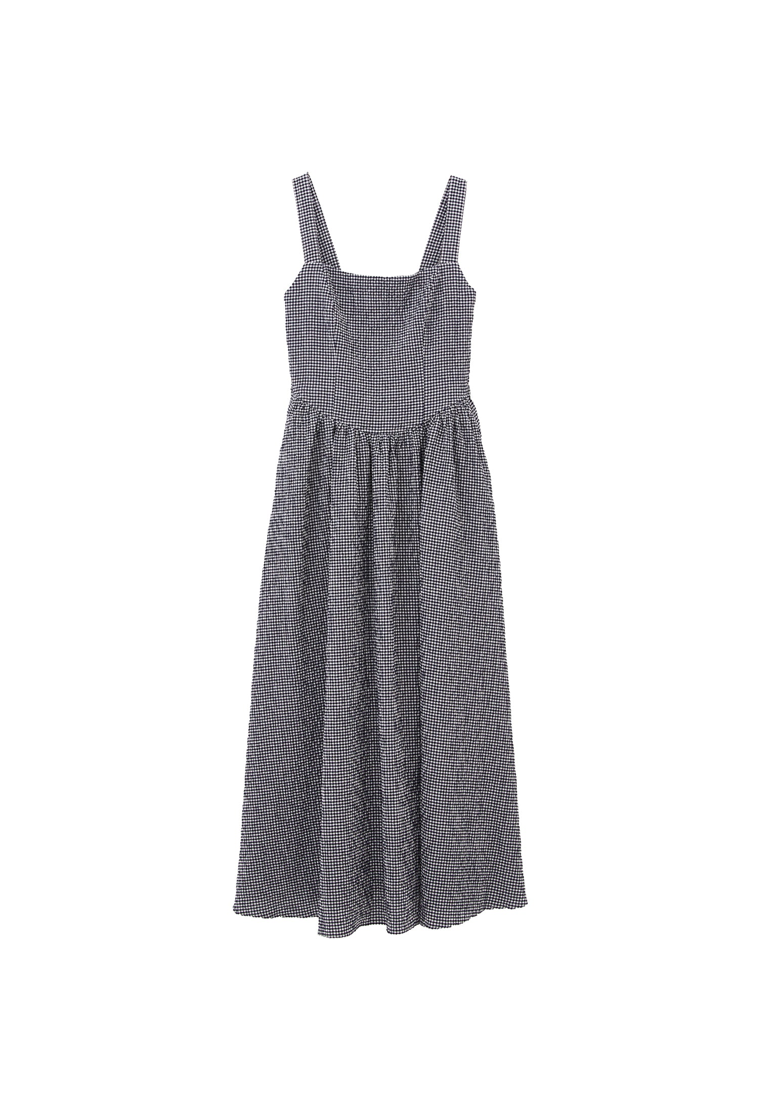 Square Neck Dress - BLUE VICHY COMB