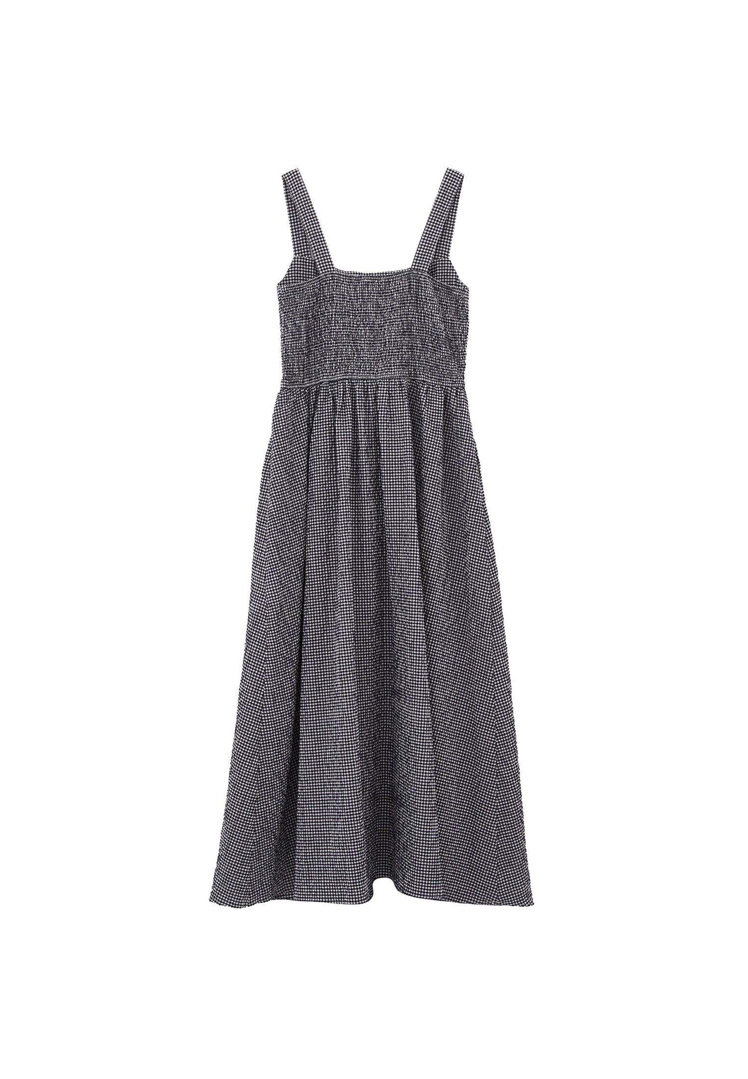 Square Neck Dress - BLUE VICHY COMB