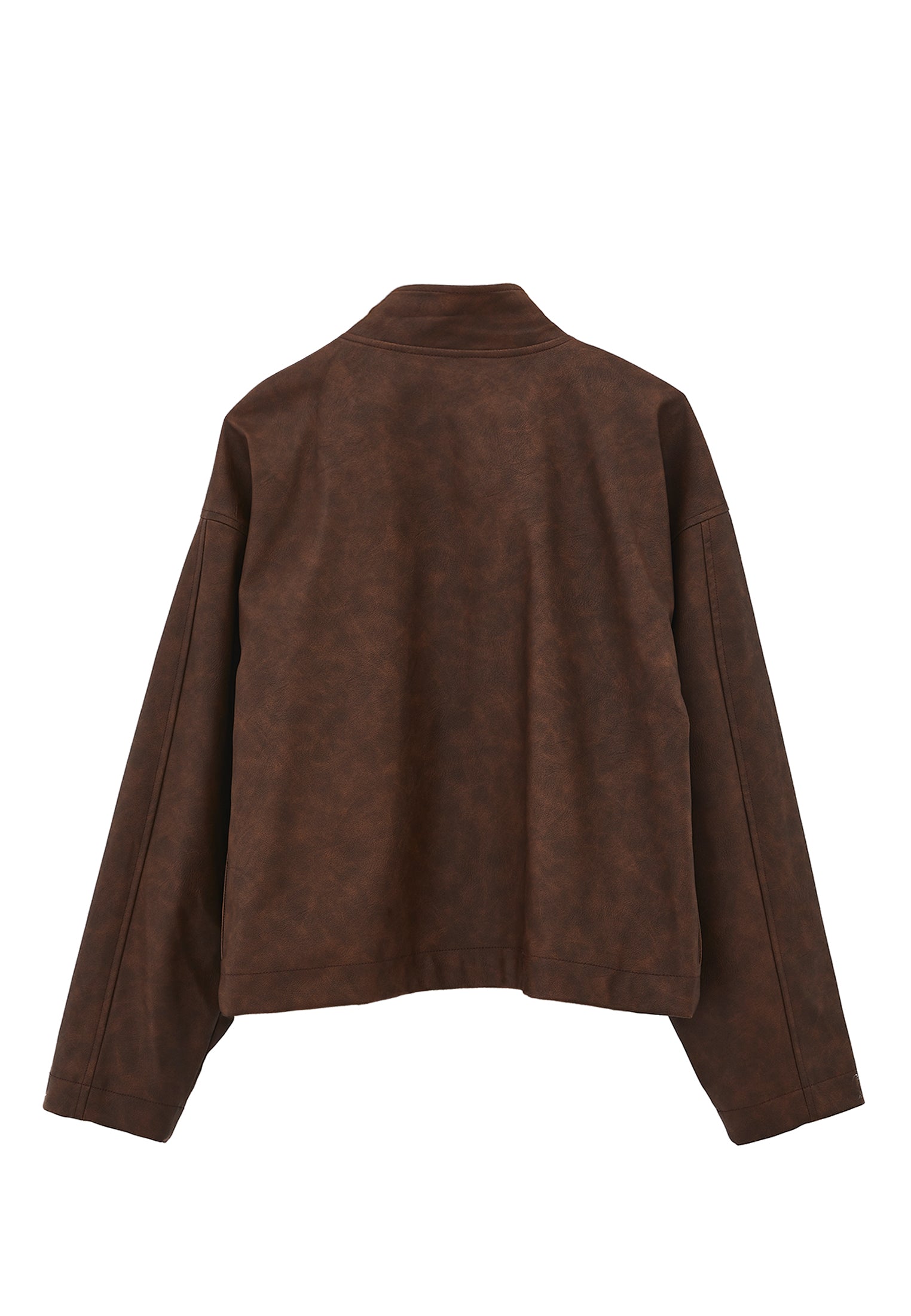 Shawl Collar Leather Jacket - BRUNETTE