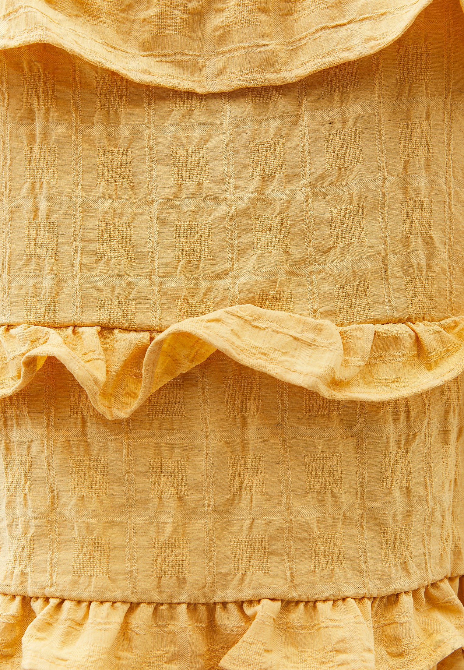 بلوزة جاكار بياقة على شكل حرف V - أصفر برتقالي