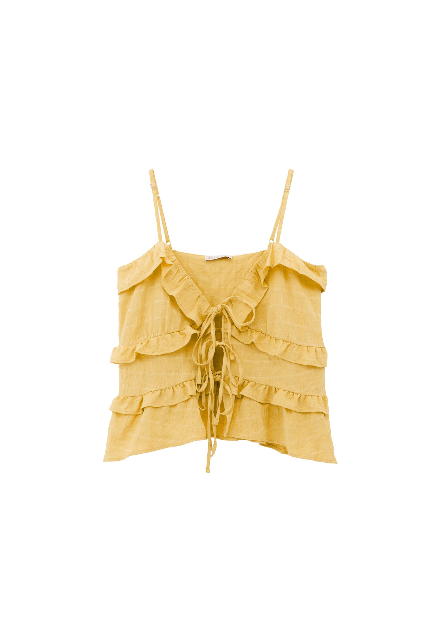 بلوزة جاكار بياقة على شكل حرف V - أصفر برتقالي