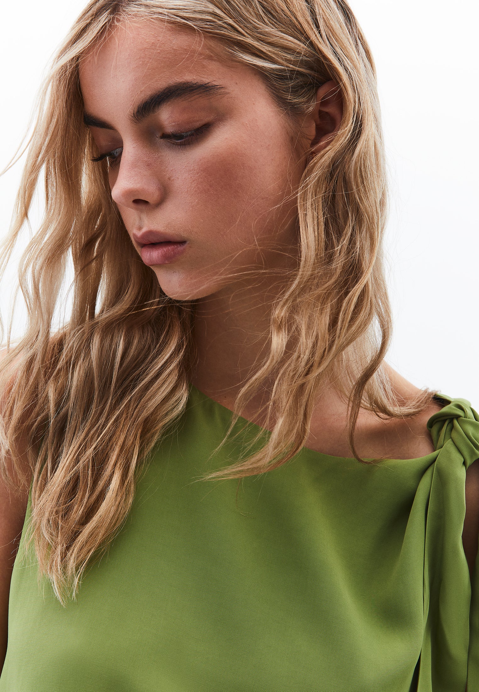 بلوزة بلا أكمام بياقة قارب بلا أكمام - أخضر كاليستي