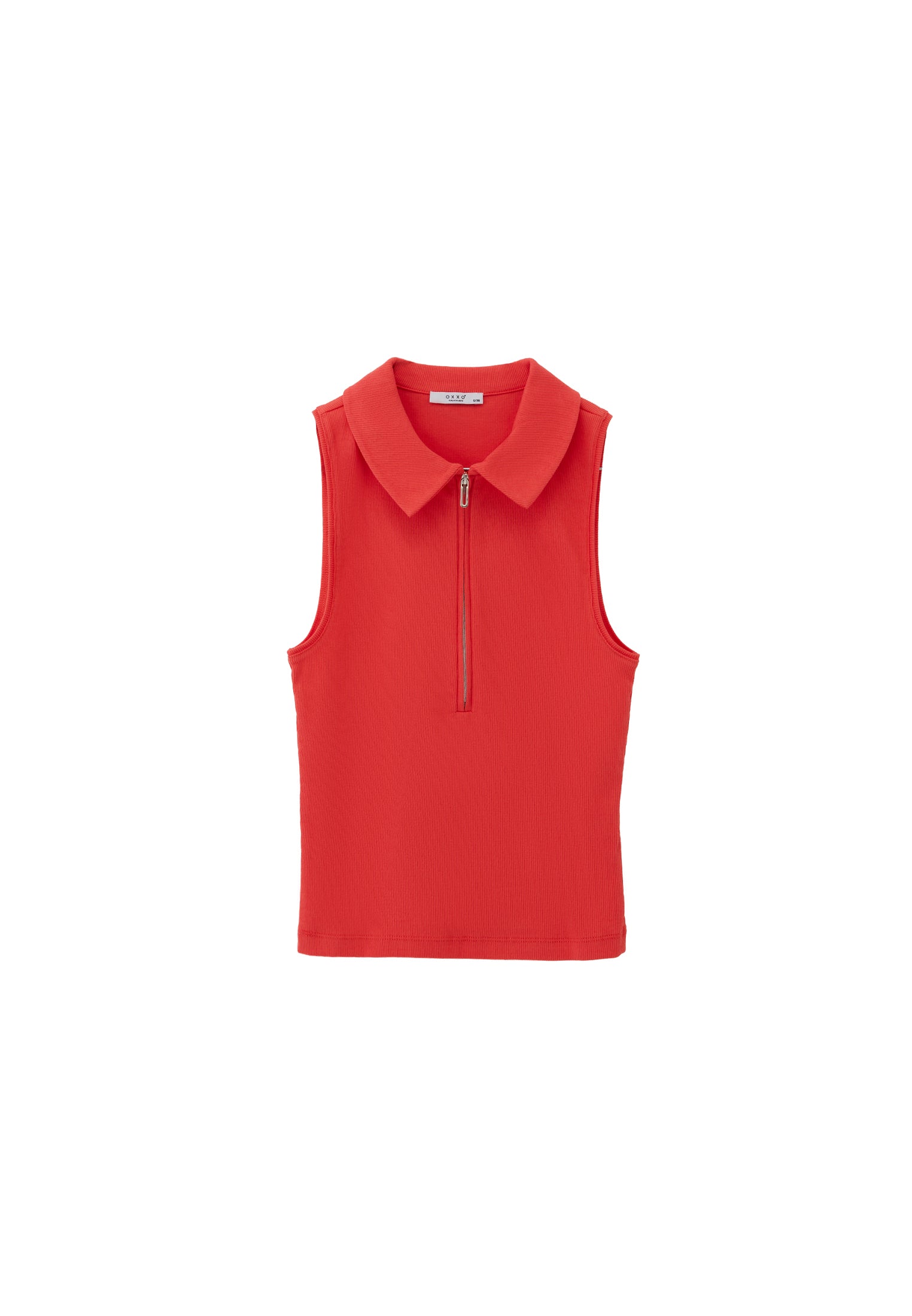 Polo Neck Tank Top - CAYENNE