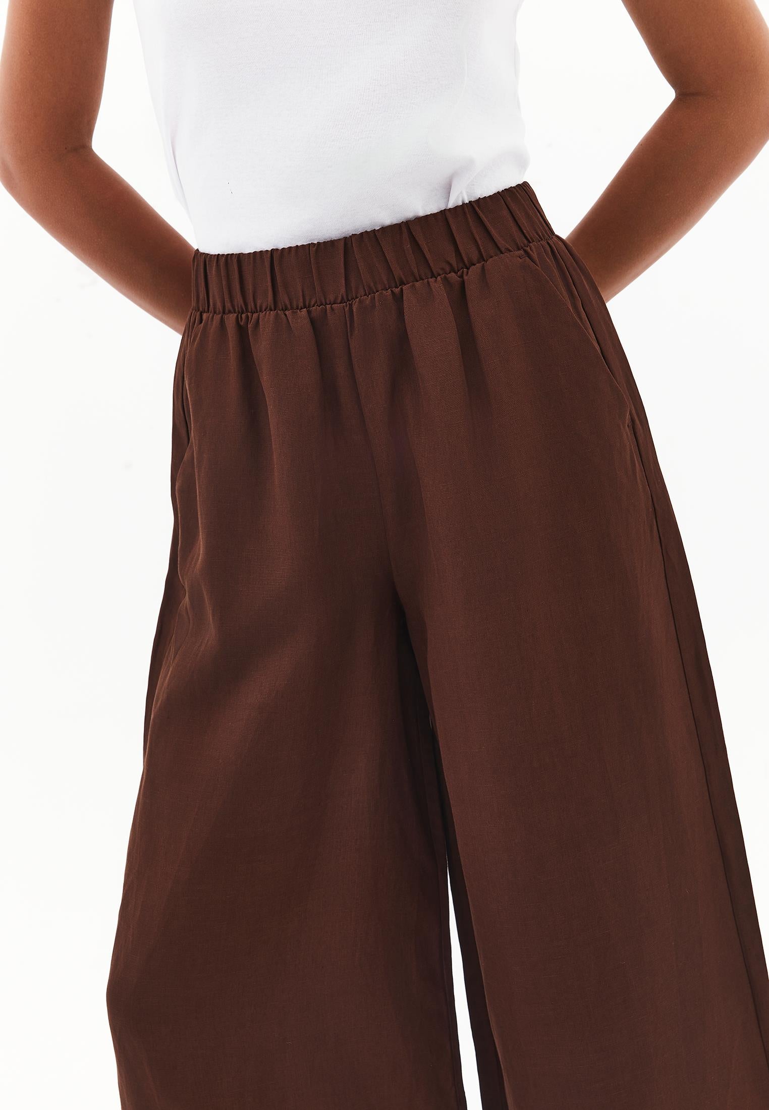 High Waist Wide Leg Pants - CHICORY COFFEE