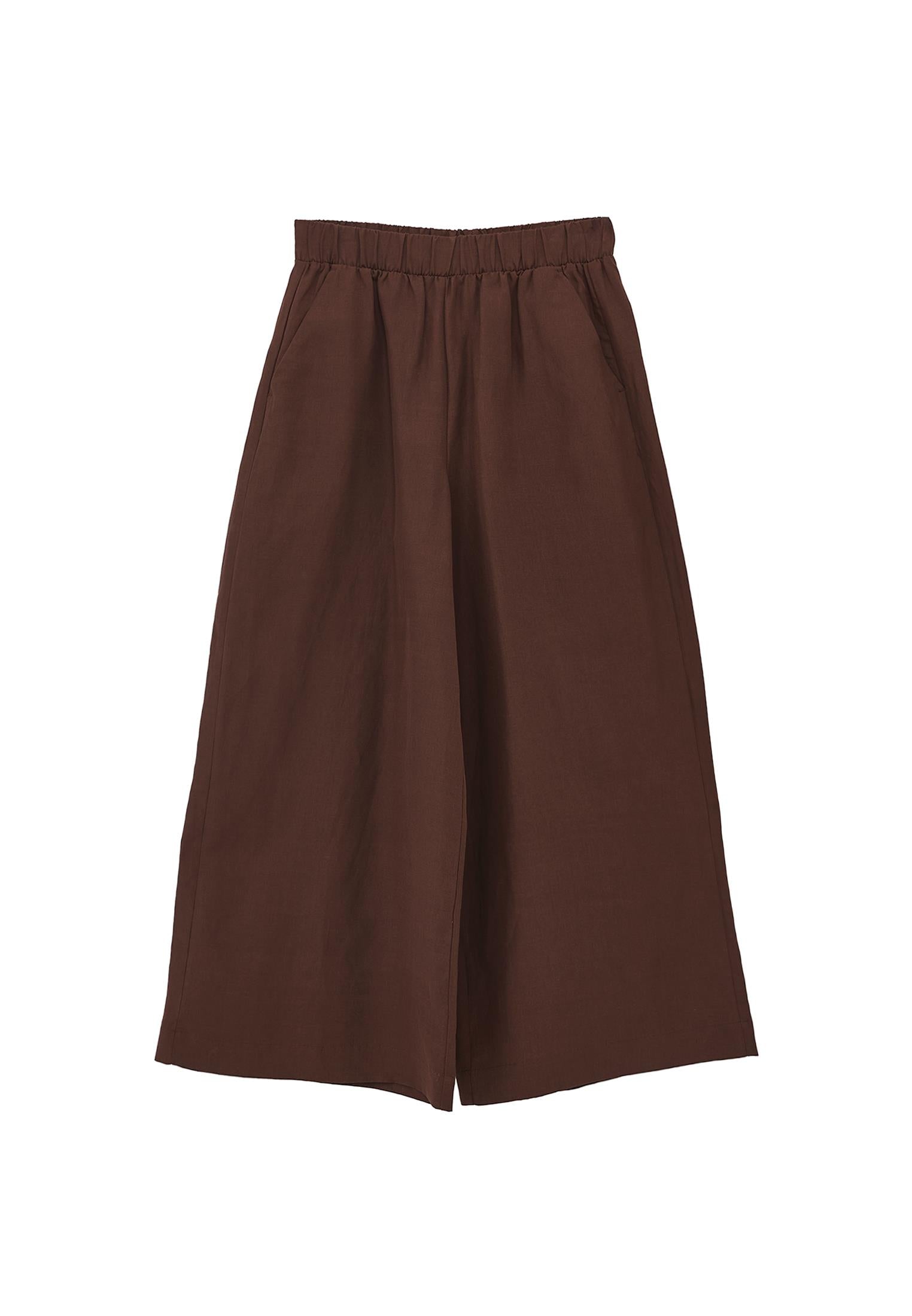 High Waist Wide Leg Pants - CHICORY COFFEE