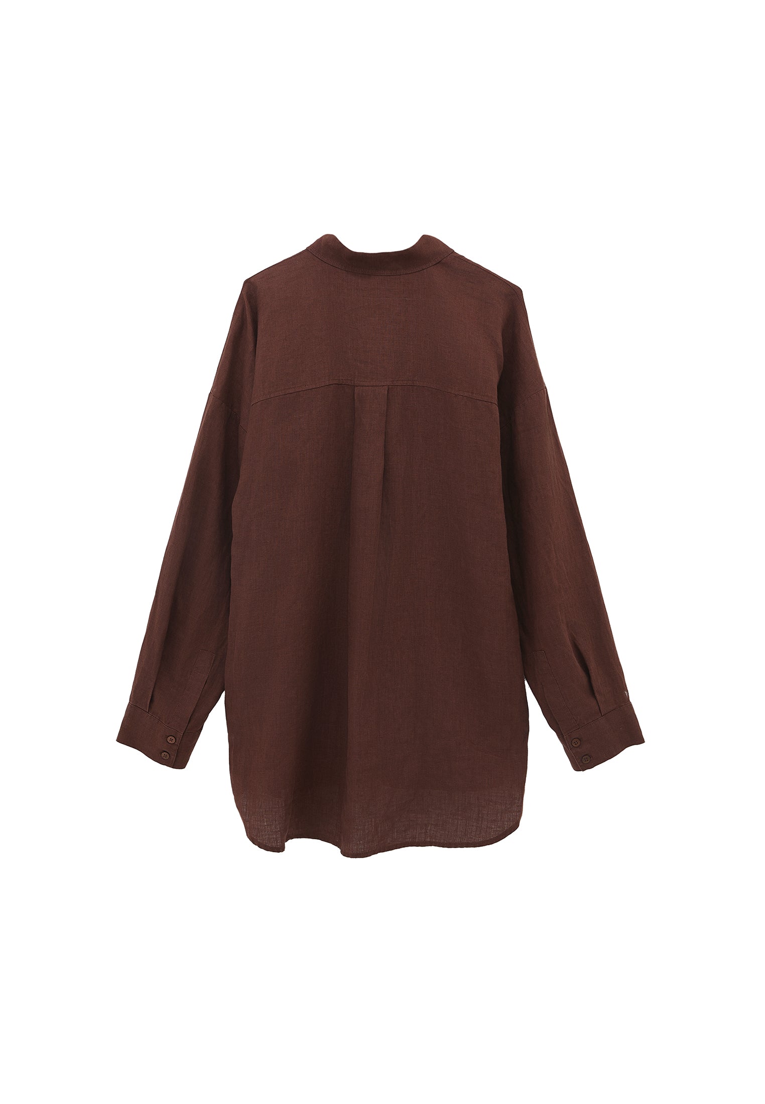 Linen Shirt With Large Fit And Buttons - CHICORY COFFEE