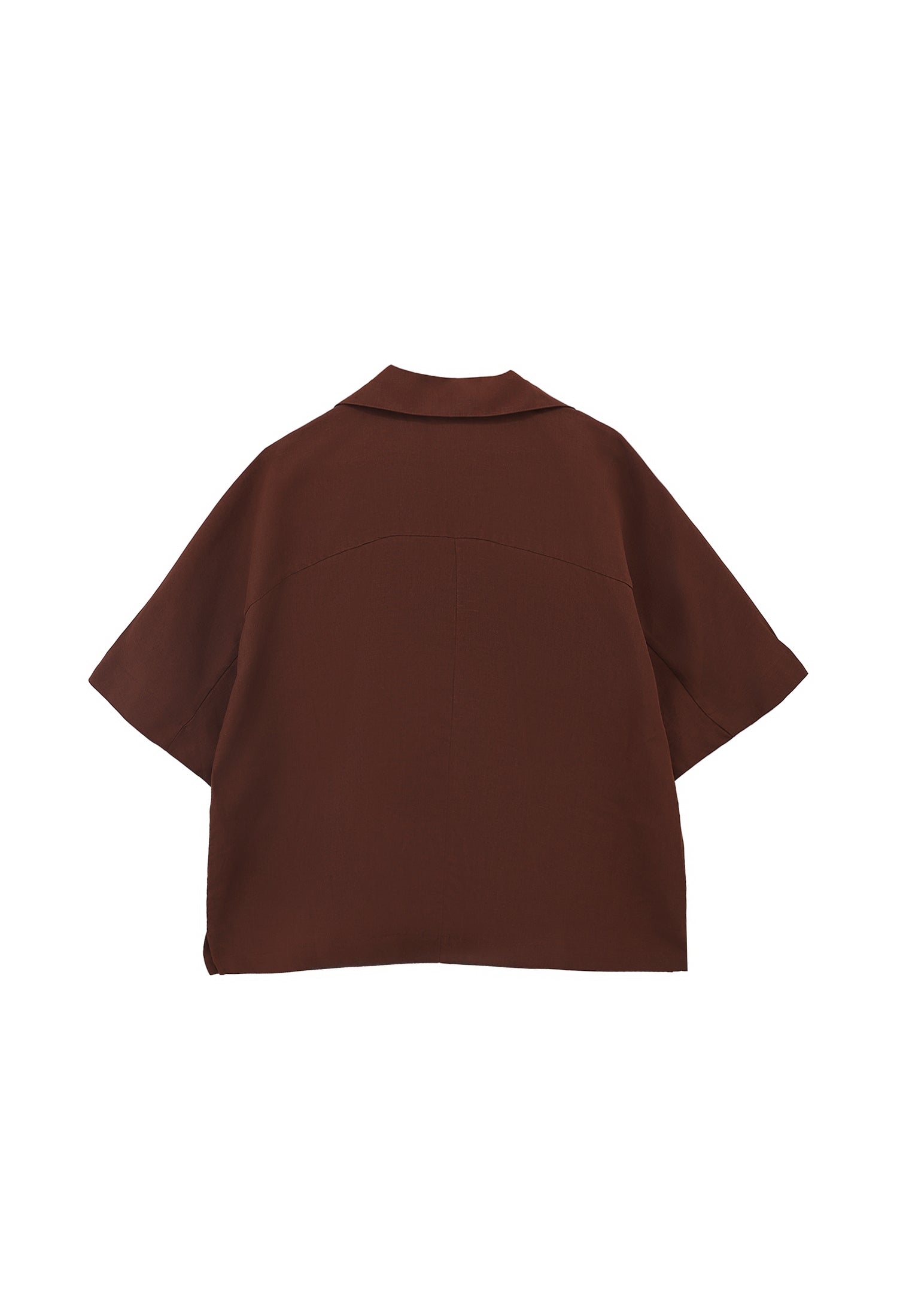 Polo Collar Oversize Blouse - CHICORY COFFEE