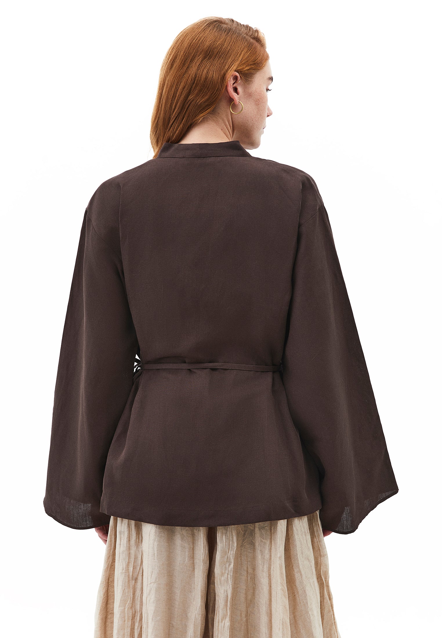 Oversized belted jacket - CHOCOLATE BROWN
