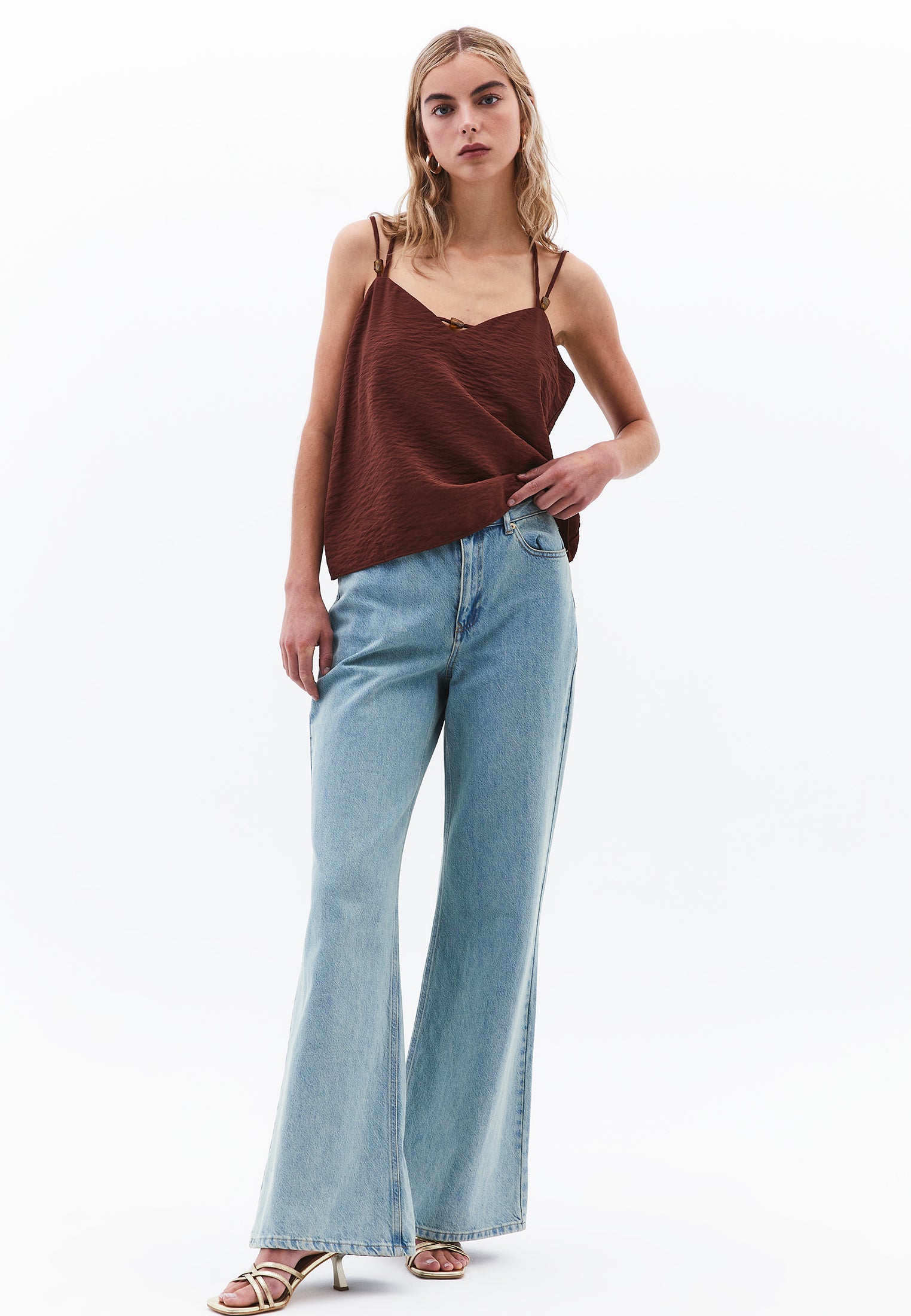 V-Neck Blouse - CHOCOLATE FONDANT