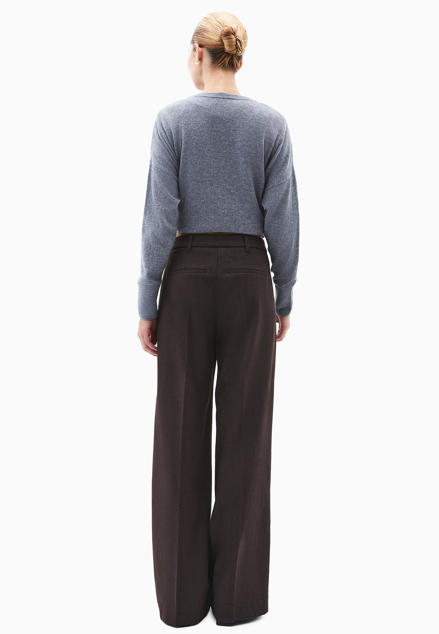 Pleated Wide Leg Trousers - CHOCOLATE TORTE