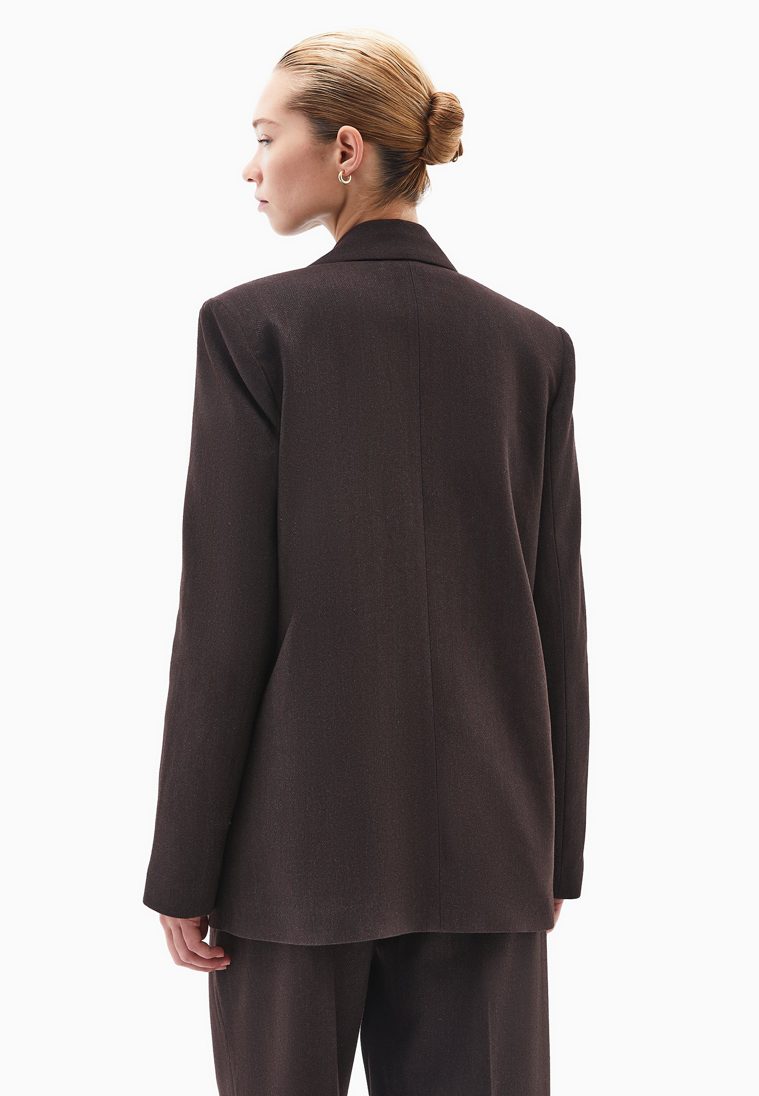 Boyfriend Fit Long Blazer - CHOCOLATE TORTE