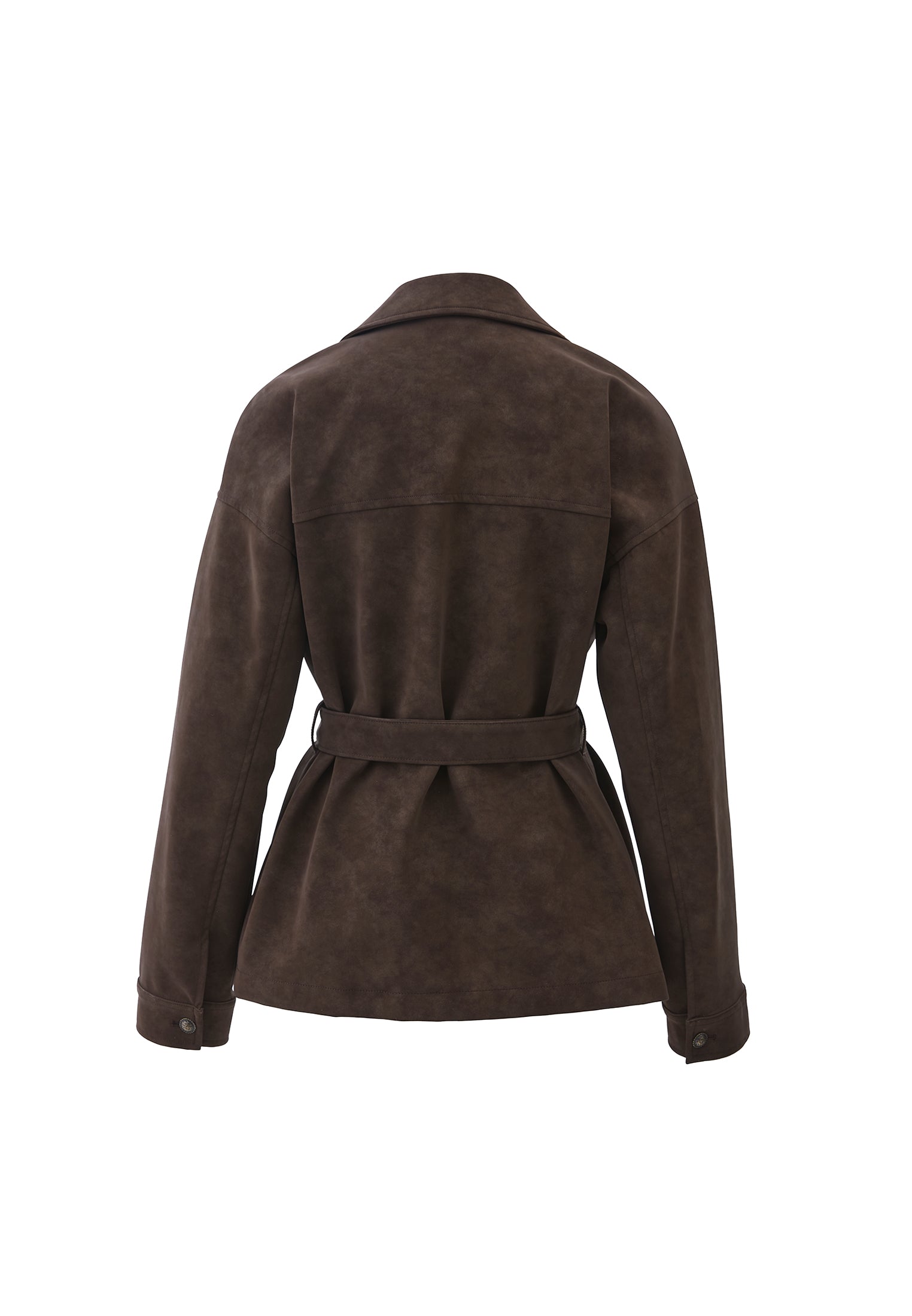 Suede Shirt Collar Jacket - CHOCOLATE TORTE